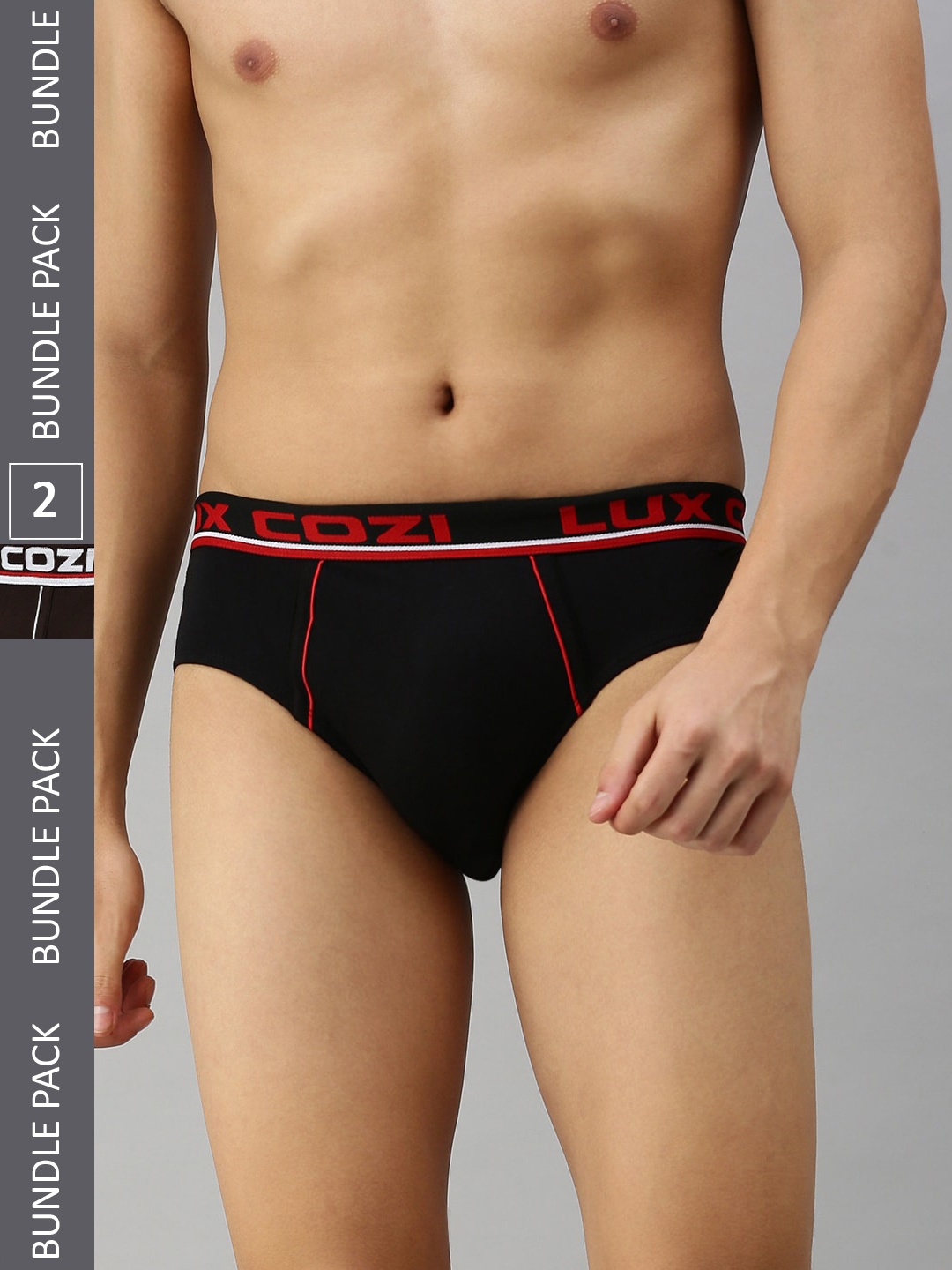 Lux Cozi Men Pack Of 2 Pure Cotton Mid-Rise Basic Briefs - COZI_BIGSHOT_BRF_BLK_BRN_2PC, Black
Lux Cozi Men Pack Of 2 Pure Cotton Mid-Rise Basic Briefs - COZI_BIGSHOT_BRF_BLK_BRN_2PC, Black