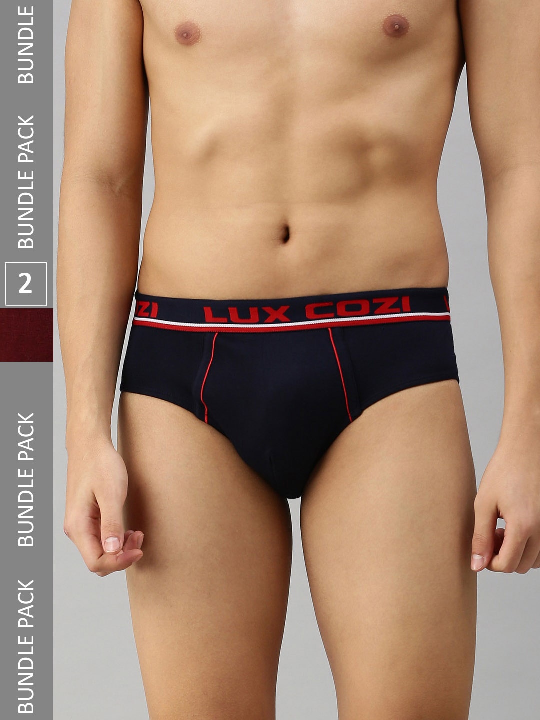 Lux Cozi Men Pack of 2 Basic Briefs, Maroon