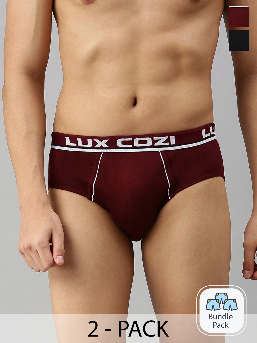 Lux Cozi Men Pack Of 2 Pure Cotton Mid-Rise Basic Briefs COZI_BIGSHOT_BRF_BLK_MRN_2PC, Maroon
Lux Cozi Men Pack Of 2 Pure Cotton Mid-Rise Basic Briefs COZI_BIGSHOT_BRF_BLK_MRN_2PC, Maroon
