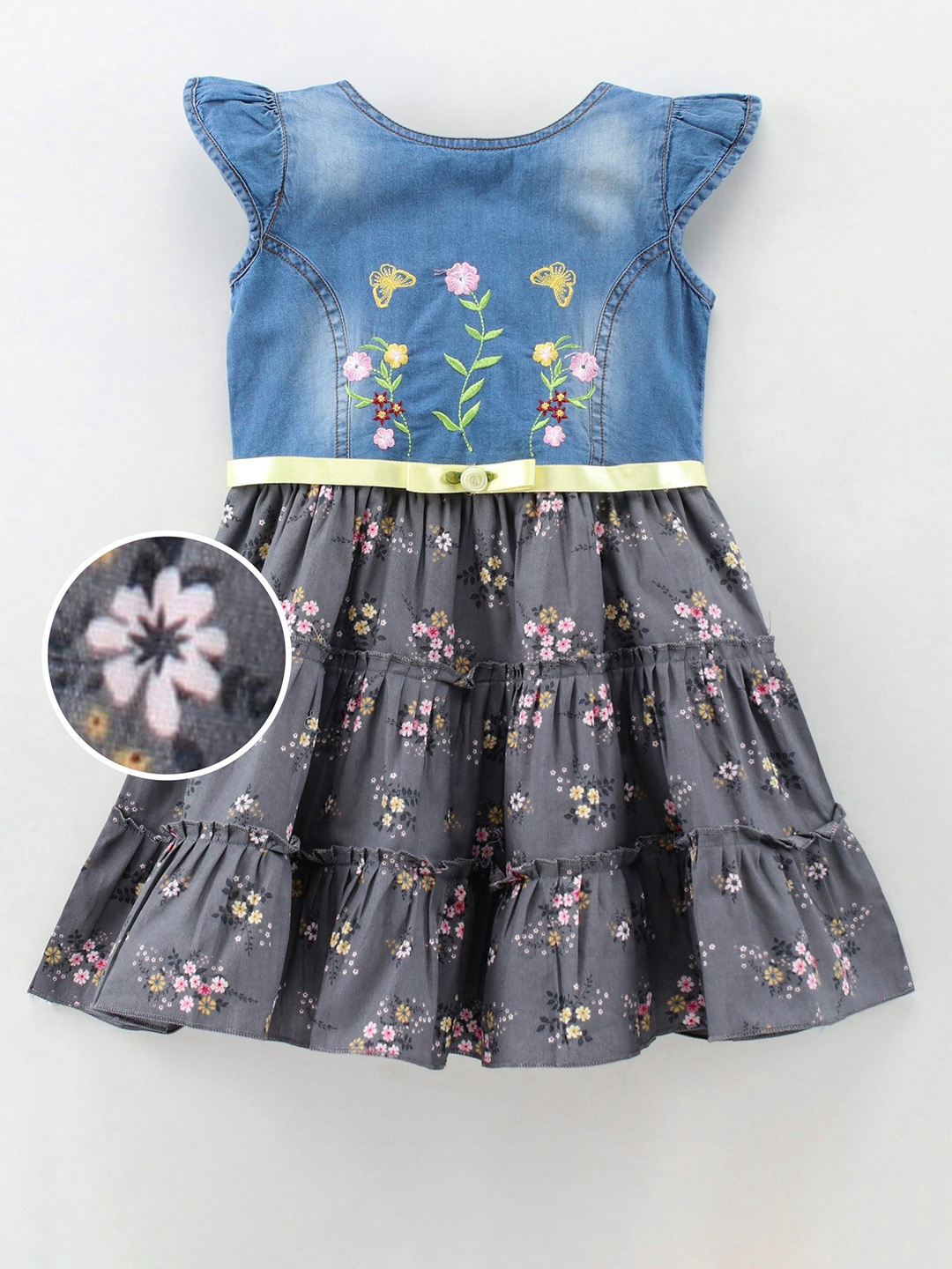 Enfance Floral A-Line Dress, Grey