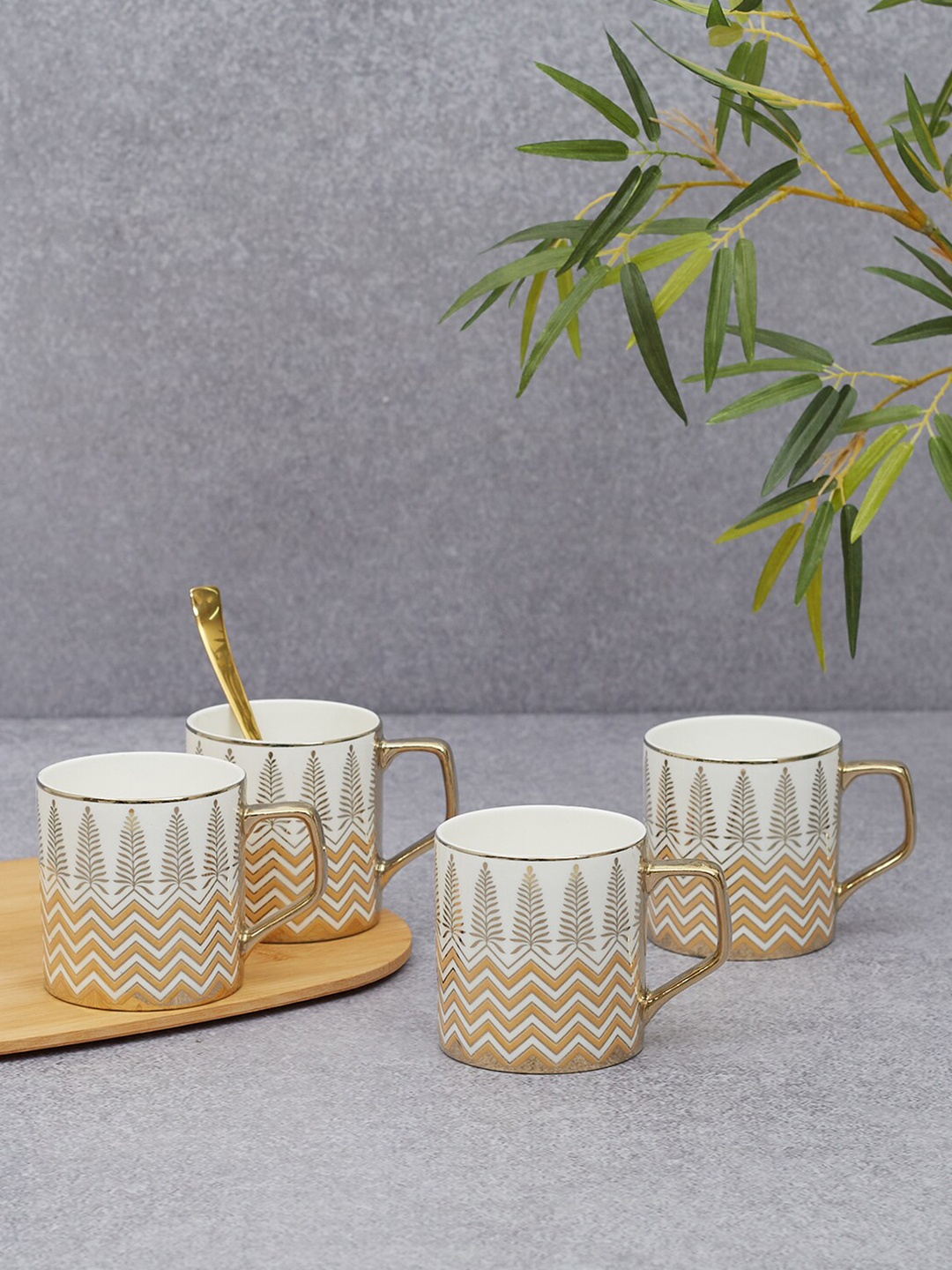 HomeTown Sapphire 4 Pcs White & Yellow Printed Bone China Glossy Tea Mugs 220 ml each
HomeTown Sapphire 4 Pcs White & Yellow Printed Bone China Glossy Tea Mugs 220 ml each