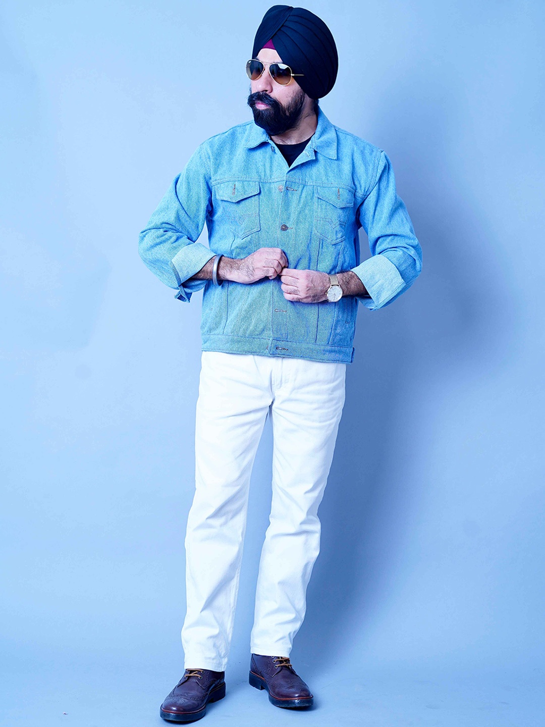 VIOSFAIRA Men Antimicrobial Denim Jacket, Blue