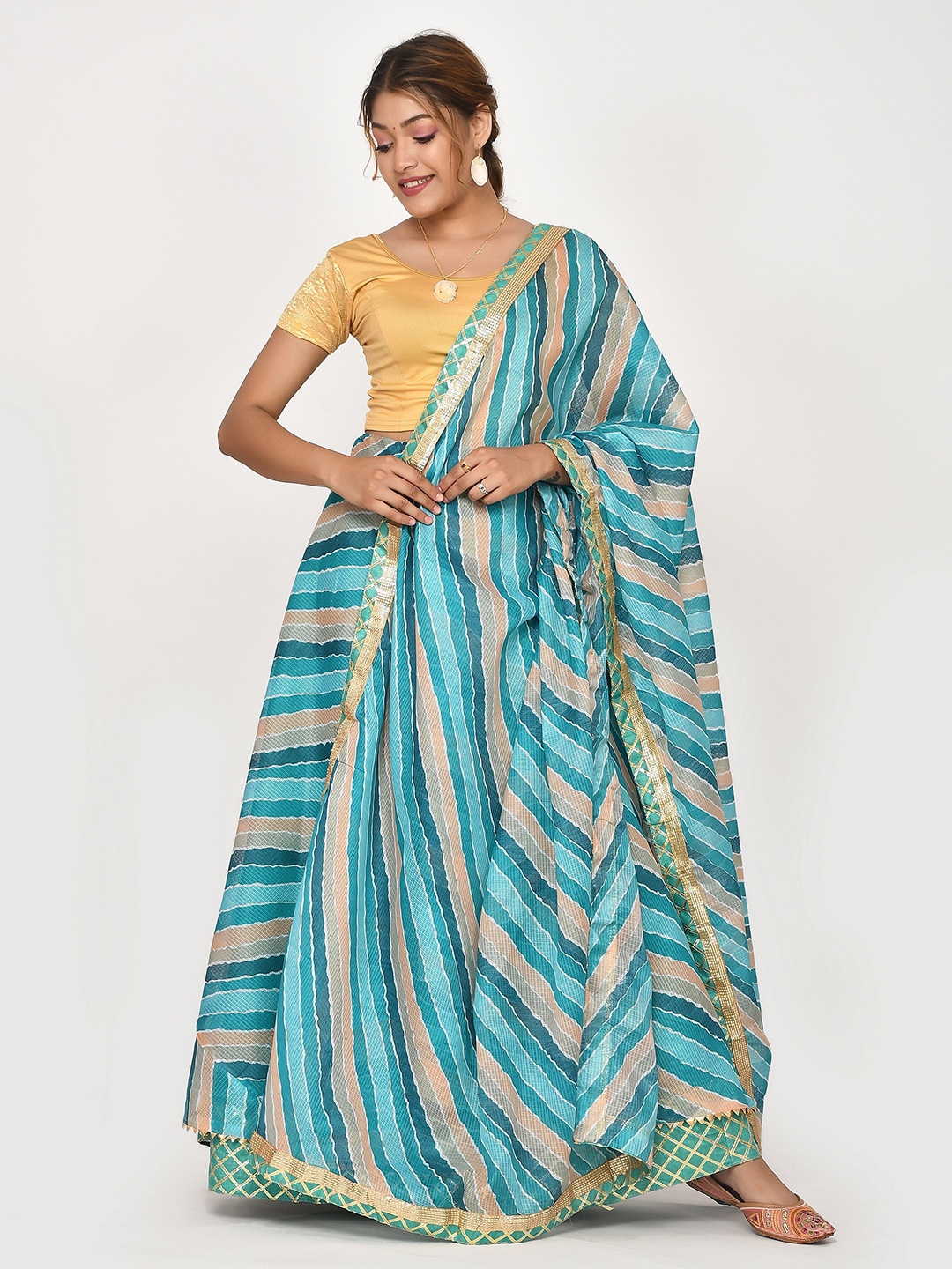 Kesarya Turquoise Blue & Beige Ready to Wear Lehenga & Unstitched Blouse With Dupatta
Kesarya Turquoise Blue & Beige Ready to Wear Lehenga & Unstitched Blouse With Dupatta