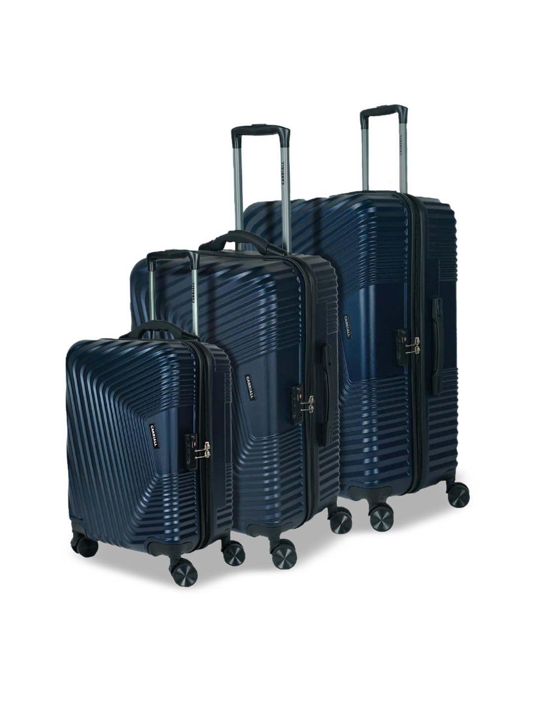 CARRIALL Notch 3-Pcs Textured TSA Lock Hard-Sided Large Medium & Small Trolley Suitcases, Navy blue
CARRIALL Notch 3-Pcs Textured TSA Lock Hard-Sided Large Medium & Small Trolley Suitcases, Navy blue