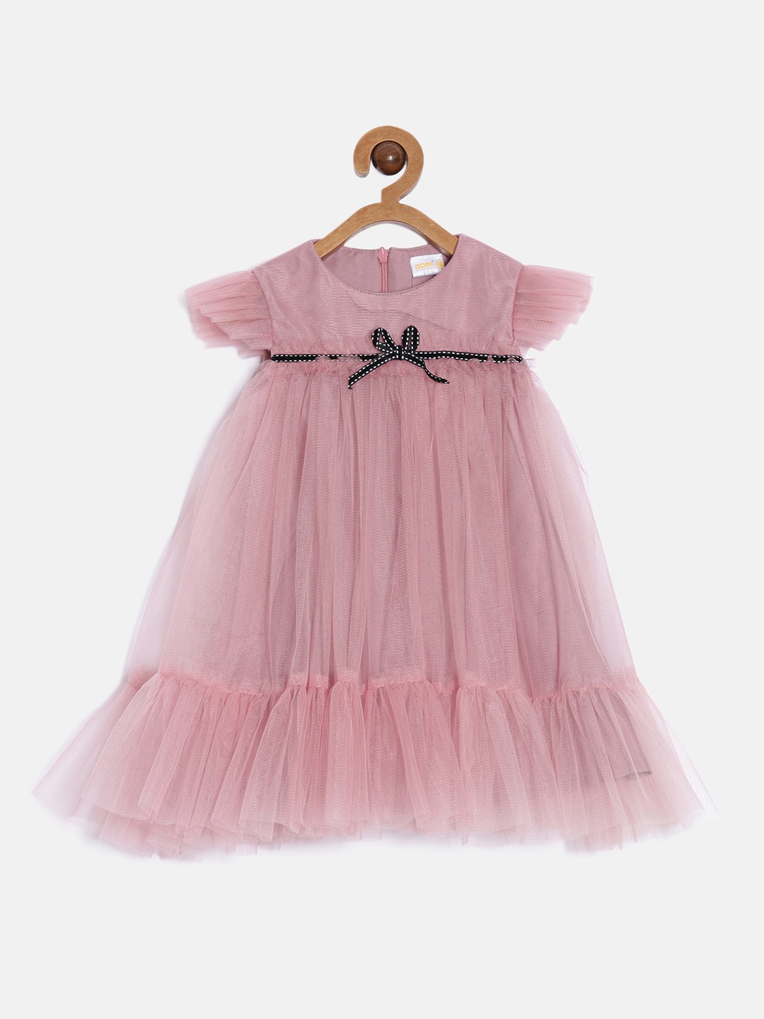 Aomi Girls Net A-Line Dress, Mauve