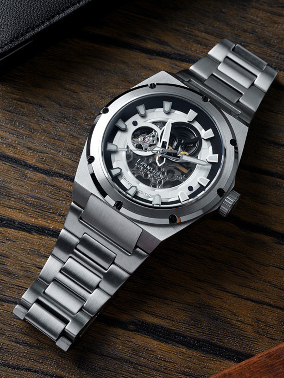 EARNSHAW Men Brass Skeleton Dial & Stainless Steel Bracelet Style Straps Analogue Watch ES-8252-22, Silver
EARNSHAW Men Brass Skeleton Dial & Stainless Steel Bracelet Style Straps Analogue Watch ES-8252-22, Silver