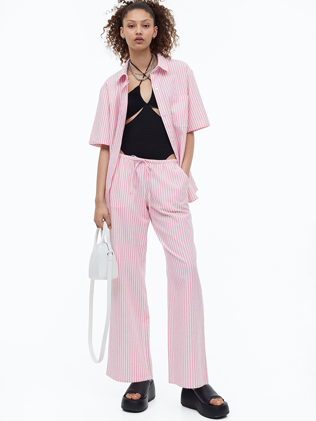 H&M Women Wide Trousers, Pink