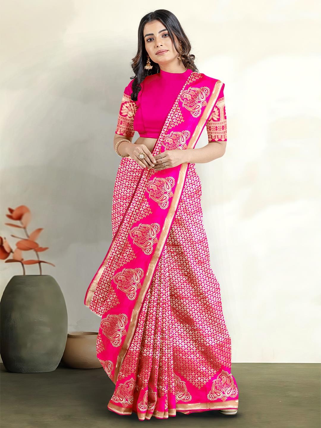 Kalamandir Woven Design Zari Saree, Pink
