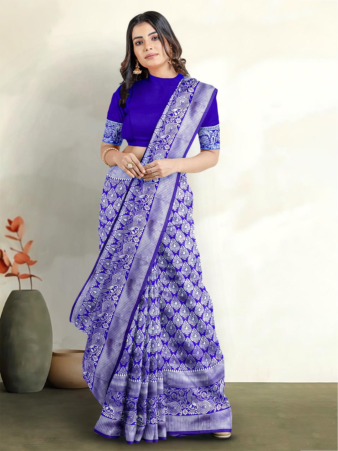 Kalamandir Woven Design Zari Saree, Blue