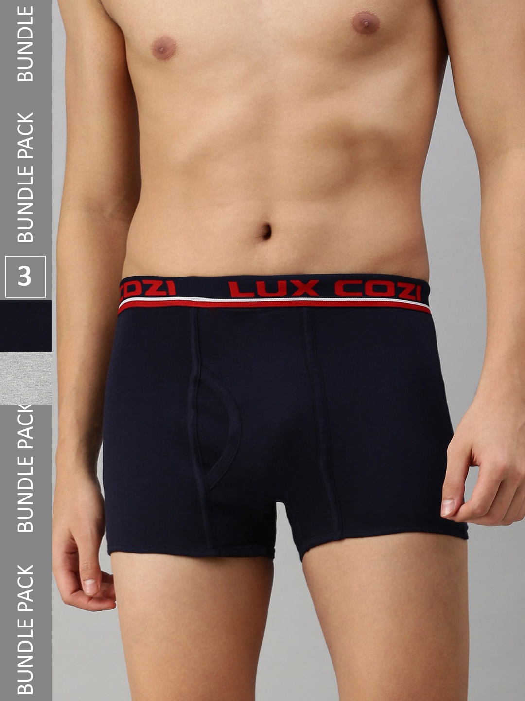 Lux Cozi Men Pack Of 3 Mid-Rise Trunks, Black