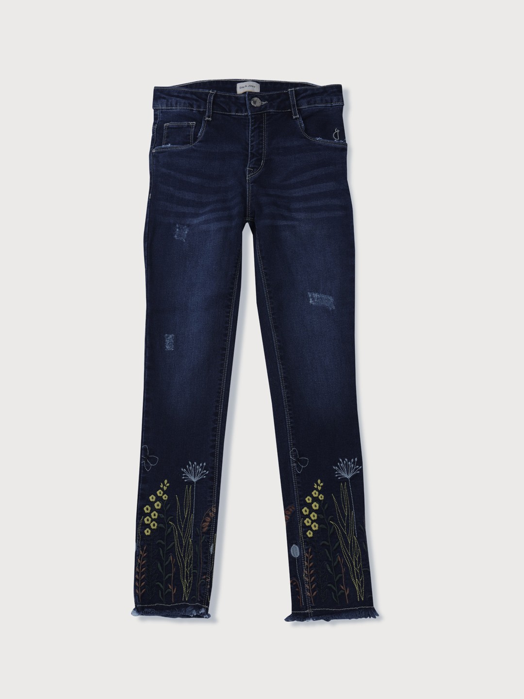 Gini and Jony Girls Mildly Distressed Embroidered Light Fade Cotton Jeans, Navy blue
Gini and Jony Girls Mildly Distressed Embroidered Light Fade Cotton Jeans, Navy blue