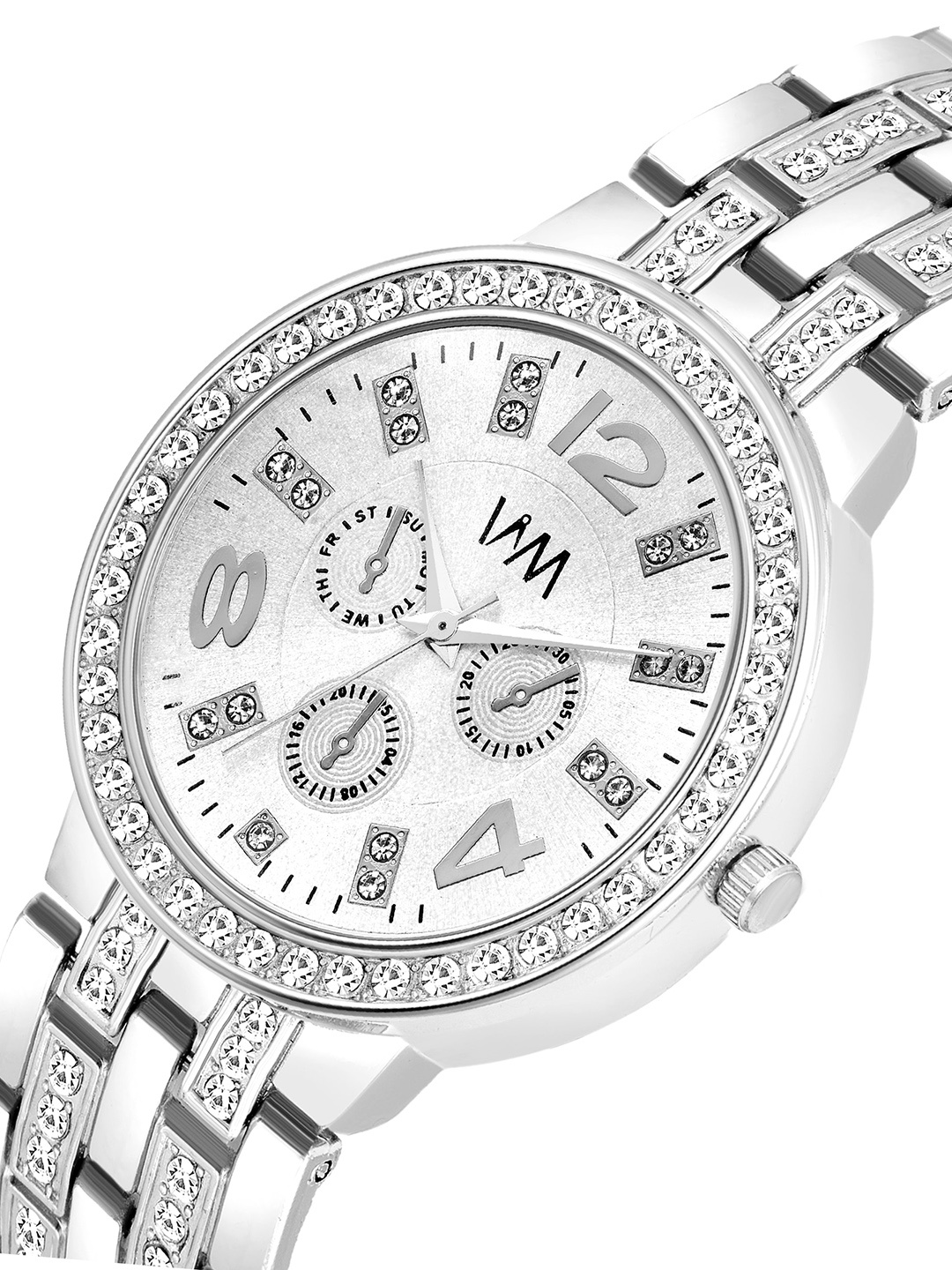 WM Men Patterned Dial & Stainless Steel Bracelet Style Straps Analogue Watch, Silver
WM Men Patterned Dial & Stainless Steel Bracelet Style Straps Analogue Watch, Silver