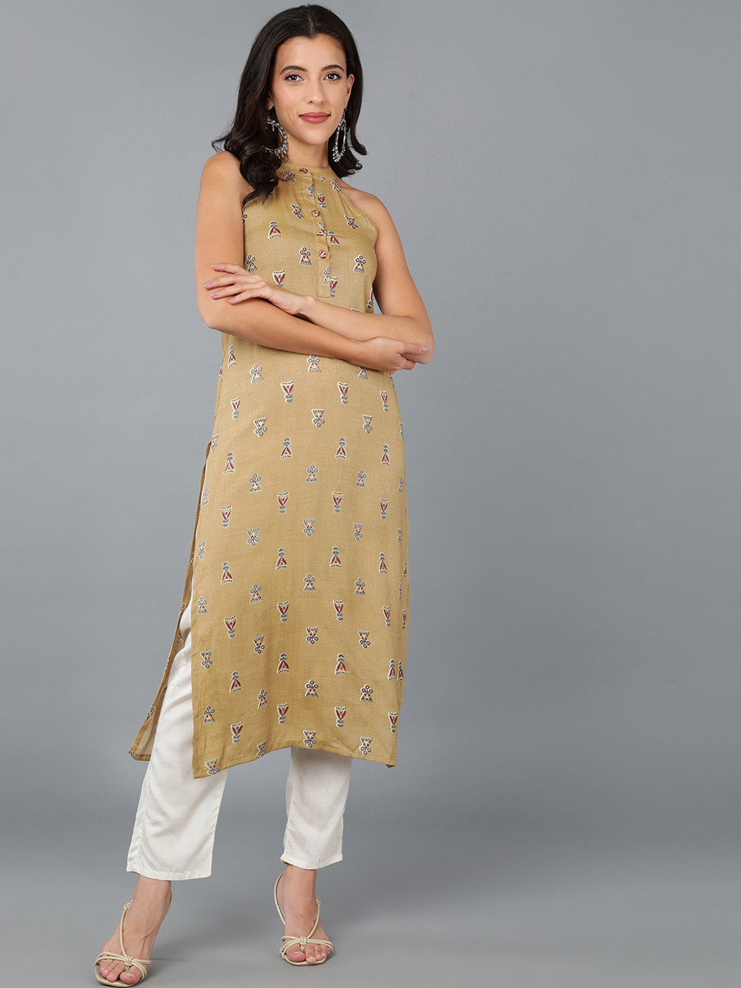 AHIKA Women Ethnic Printed Pure Cotton Kurta, Beige
AHIKA Women Ethnic Printed Pure Cotton Kurta, Beige