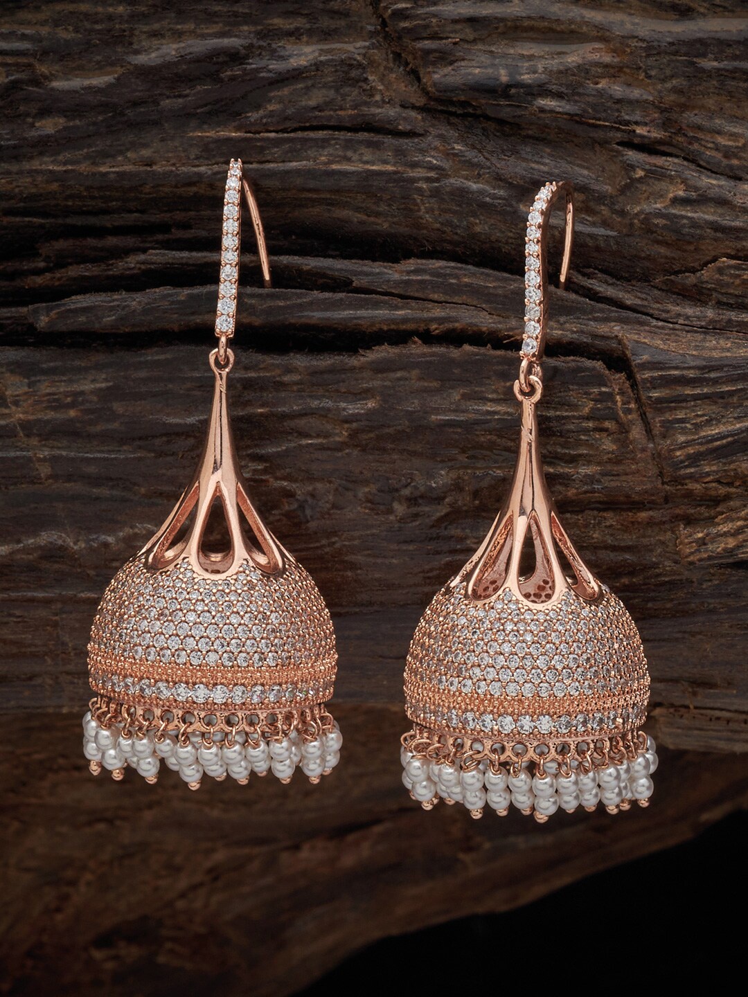 Kushal's Fashion Jewellery Rose Gold Plated CZ Studded Dome Shaped Drop Earrings, White
Kushal's Fashion Jewellery Rose Gold Plated CZ Studded Dome Shaped Drop Earrings, White