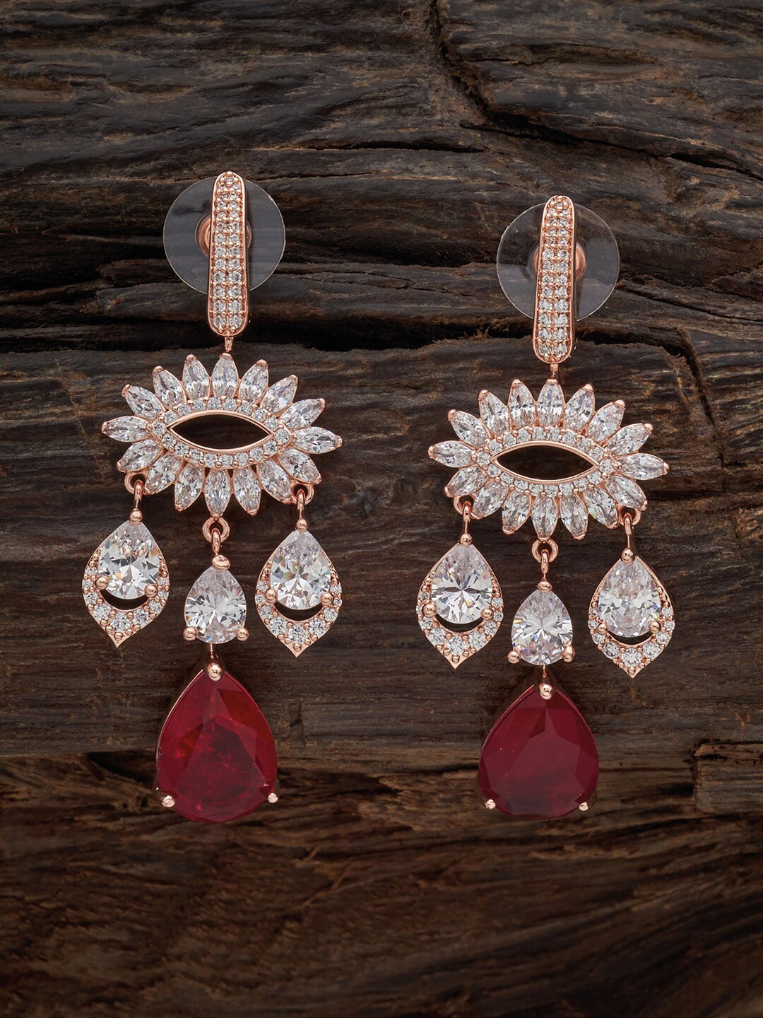 Kushal's Fashion Jewellery Rose Gold-Plated Teardrop Shaped Cubic Zirconia Drop Earrings, Red
Kushal's Fashion Jewellery Rose Gold-Plated Teardrop Shaped Cubic Zirconia Drop Earrings, Red