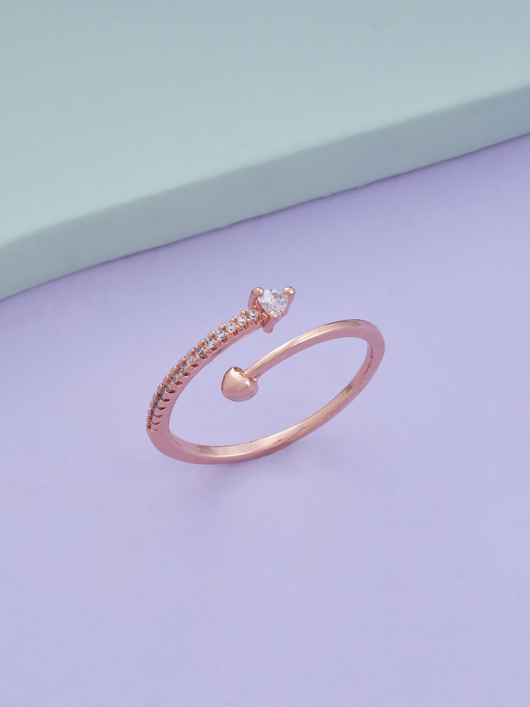 Kushal's Fashion Jewellery Rose Gold-Plated CZ Stone-Studded Adjustable Finger Ring, White
Kushal's Fashion Jewellery Rose Gold-Plated CZ Stone-Studded Adjustable Finger Ring, White