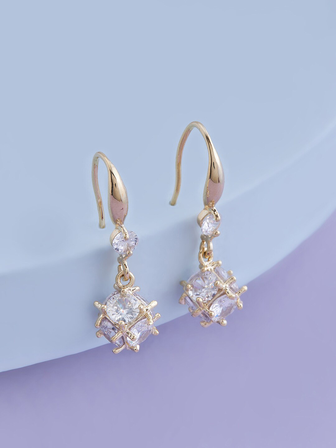 Kushal's Fashion Jewellery Gold-Plated Cubic Zirconia Studded Drop Earrings, White 
Kushal's Fashion Jewellery Gold-Plated Cubic Zirconia Studded Drop Earrings, White