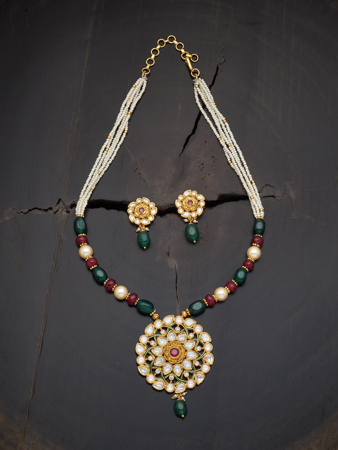 Kushal's Fashion Jewellery Gold-Plated Kundan Studded & Beaded Jewellery Set, Green
Kushal's Fashion Jewellery Gold-Plated Kundan Studded & Beaded Jewellery Set, Green