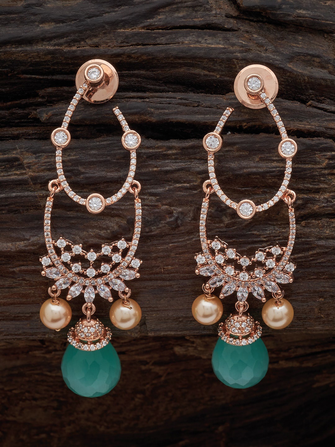 Kushal's Fashion Jewellery Rose Gold-Plated Cubic Zirconia Studded Drop Earrings, Green
Kushal's Fashion Jewellery Rose Gold-Plated Cubic Zirconia Studded Drop Earrings, Green