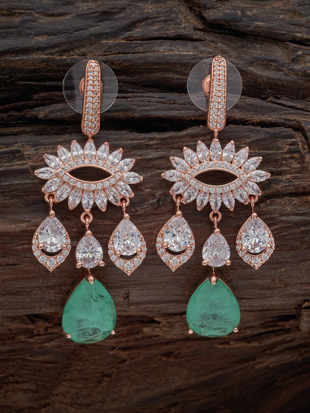 Kushal's Fashion Jewellery Rose Gold-Plated CZ-Studded Teardrop Shaped Drop Earrings, Sea green
Kushal's Fashion Jewellery Rose Gold-Plated CZ-Studded Teardrop Shaped Drop Earrings, Sea green