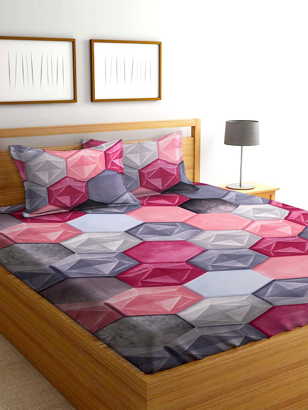 AEROHAVEN Pink & Grey Geometric 210 TC Flat Cotton King Bedsheet with 2 Pillow Covers
AEROHAVEN Pink & Grey Geometric 210 TC Flat Cotton King Bedsheet with 2 Pillow Covers