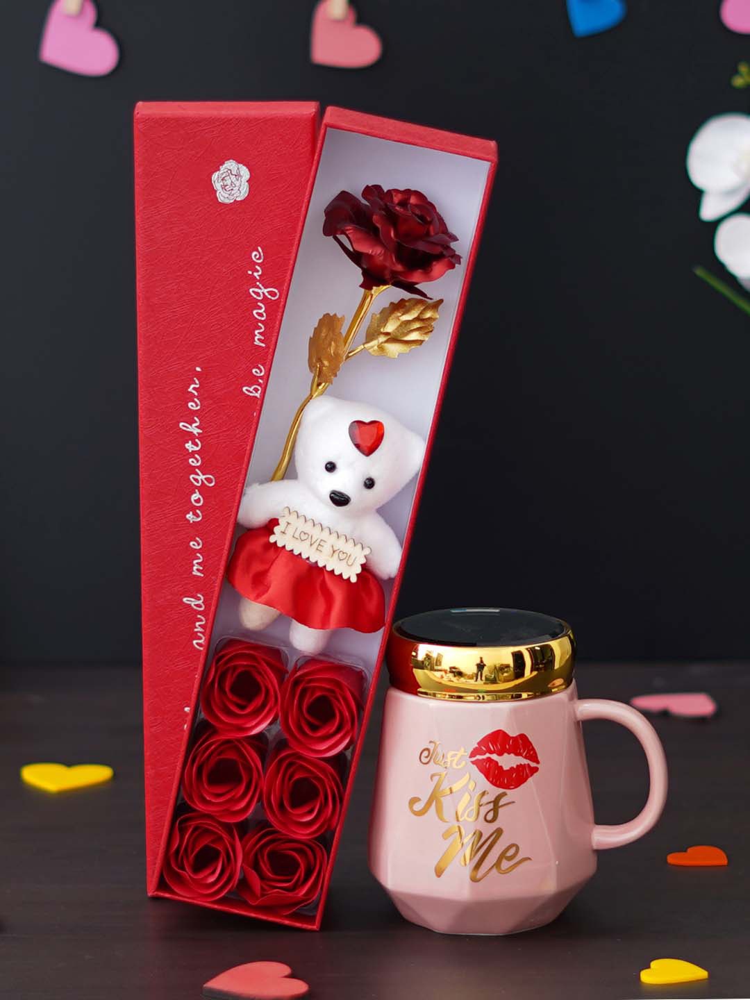 eCraftIndia Pink & Red 2 Pcs Valentine Gift Set