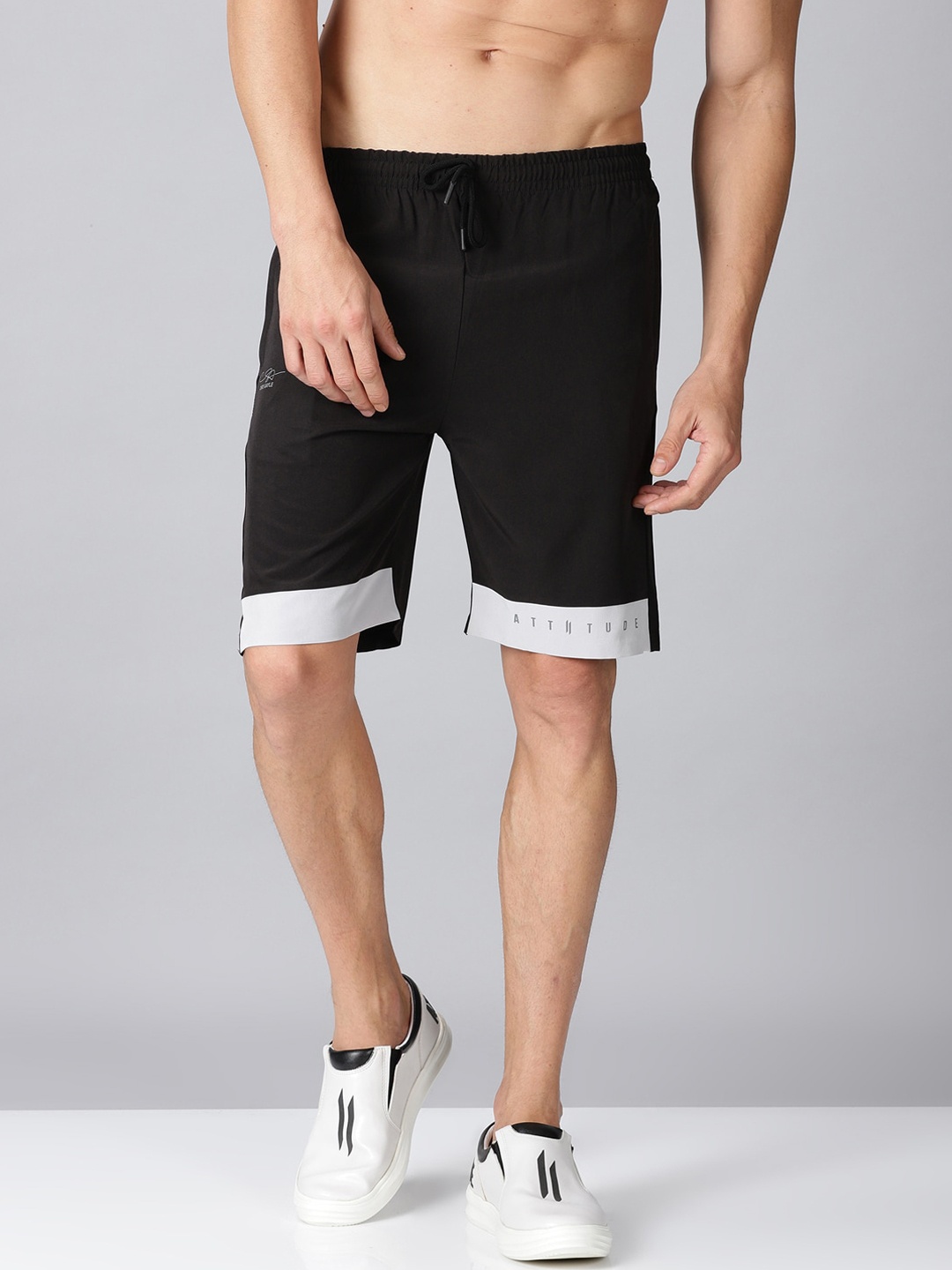 ATTIITUDE Men Low-Rise Sports Shorts, Black