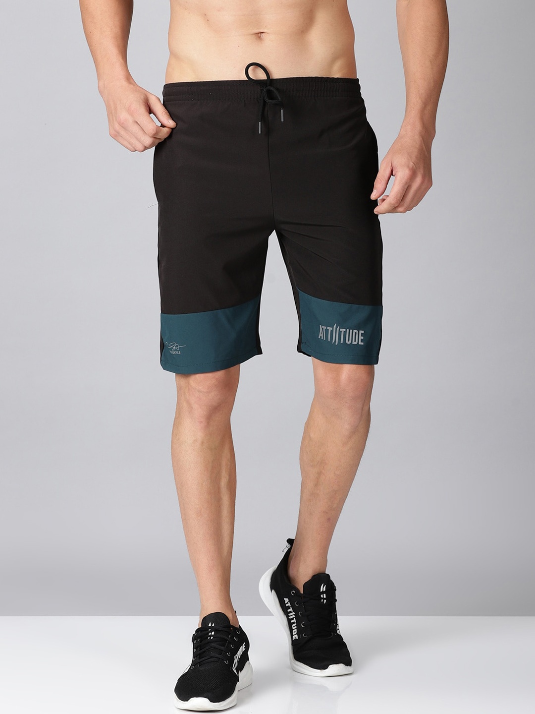 ATTIITUDE Men Low-Rise Rapid Dry Sports Shorts, Black