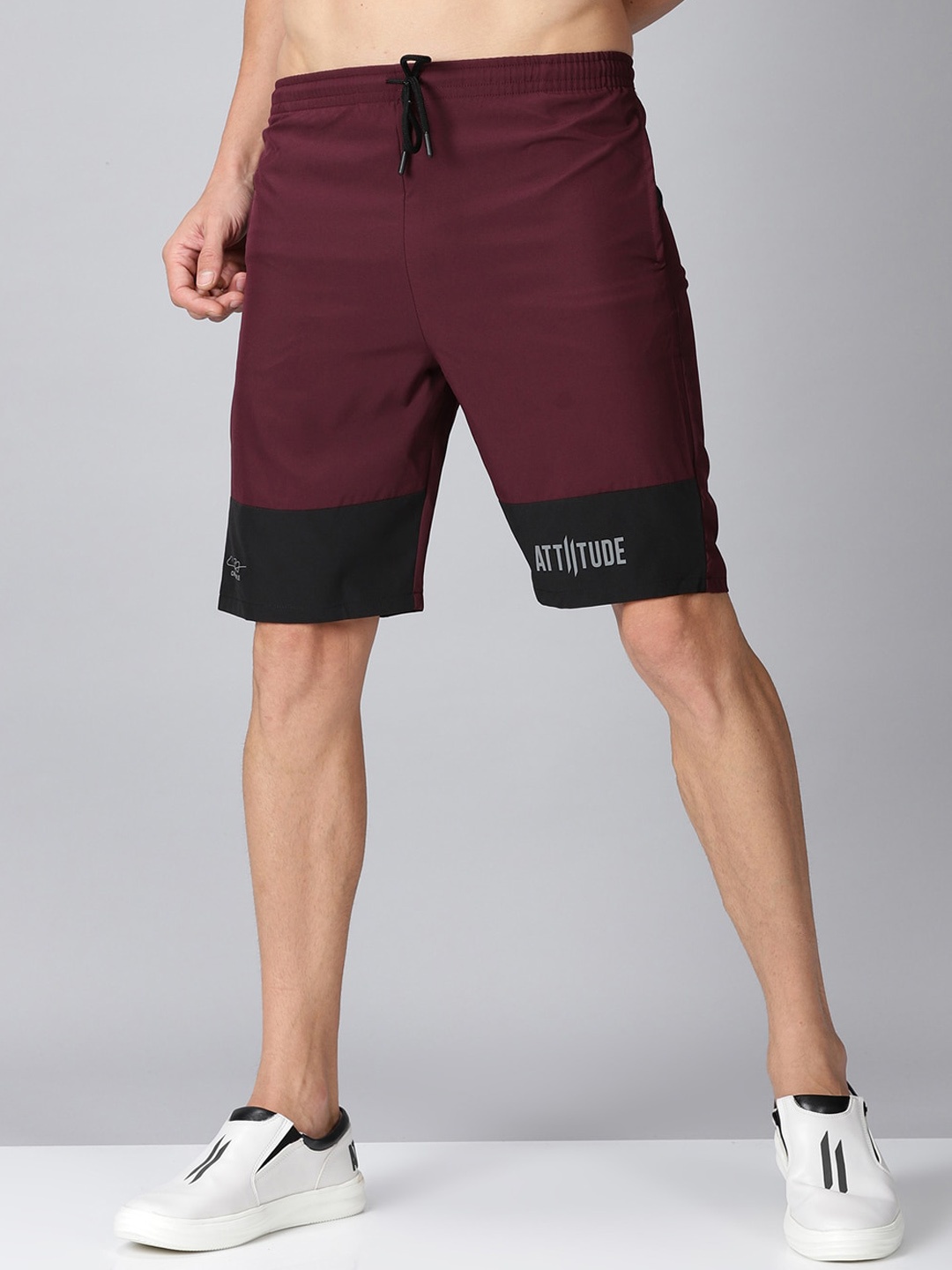 ATTIITUDE Men Low-Rise Rapid Dry Sports Shorts, Maroon