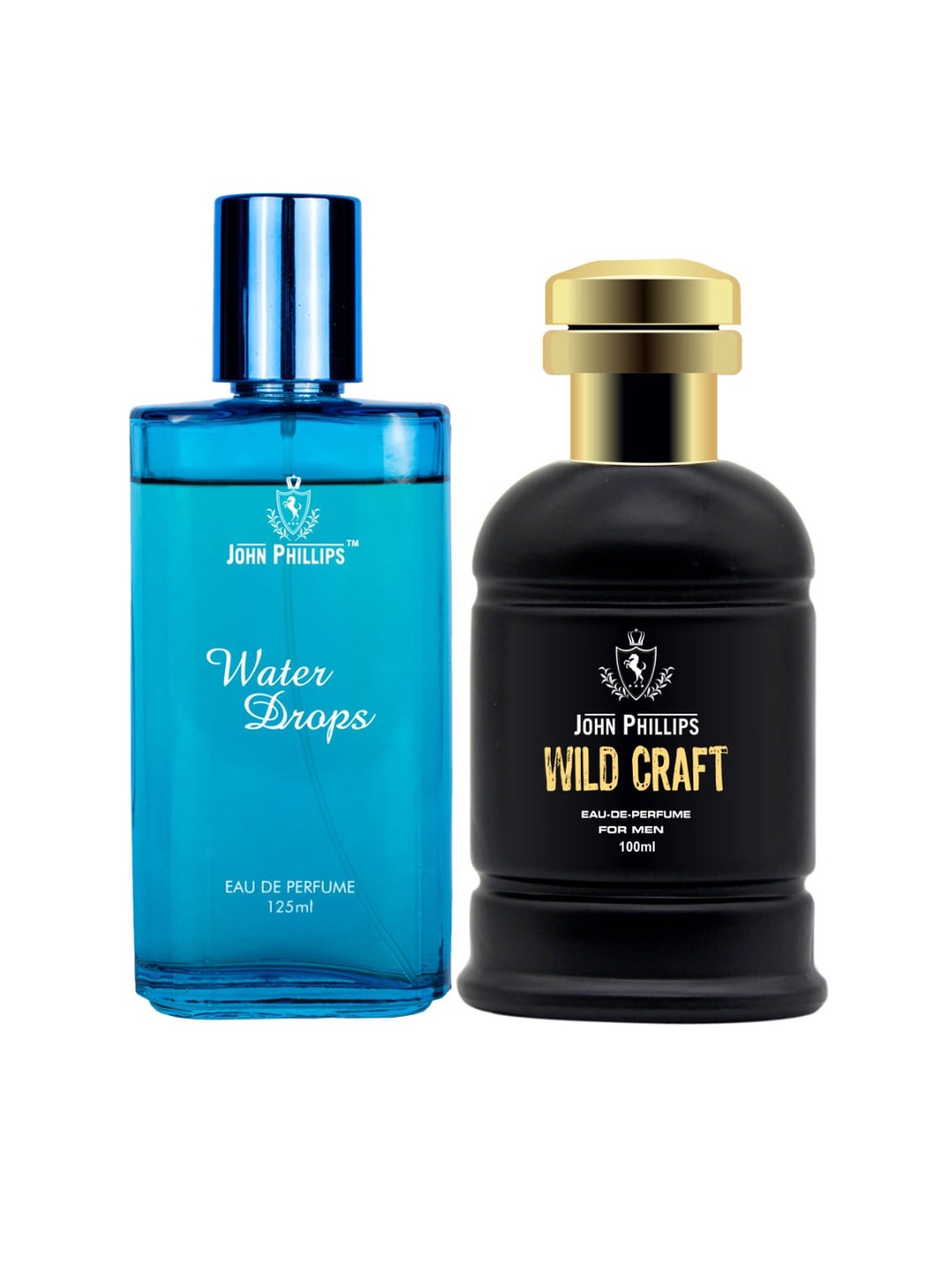 JOHN PHILLIPS Set of Women Water Drops 125 ml & Men Wild Craft Eau De Parfum 100 ml, Black
JOHN PHILLIPS Set of Women Water Drops 125 ml & Men Wild Craft Eau De Parfum 100 ml, Black