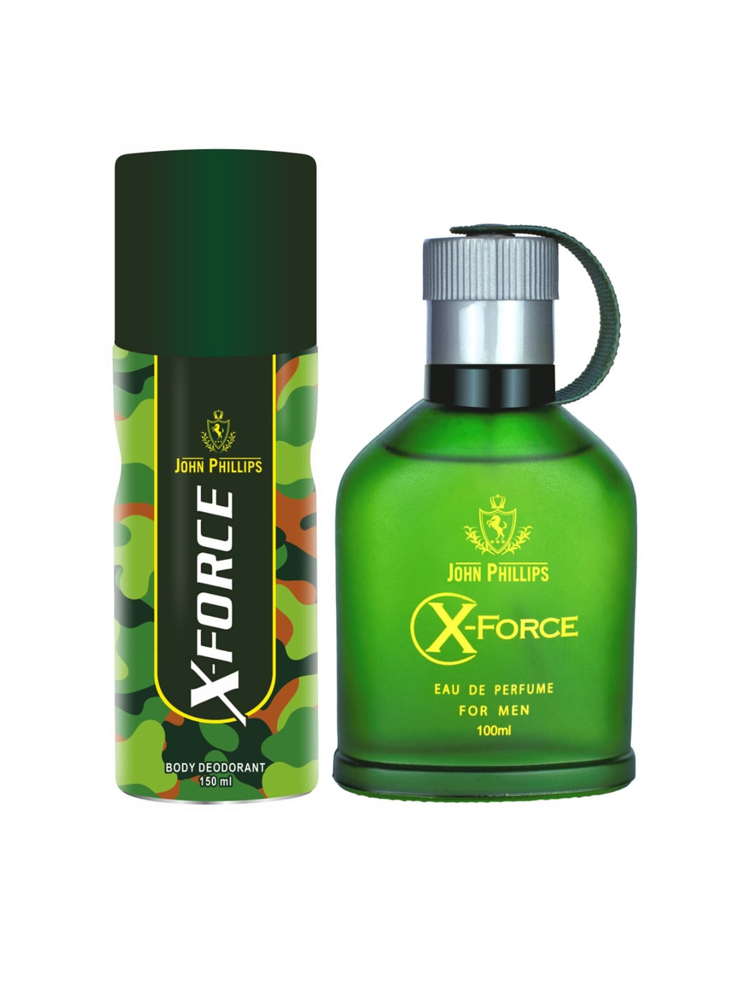 JOHN PHILLIPS Men Set of X-Force Body Deodorant 150 ml + Eau De Parfum 100 ml, Green
JOHN PHILLIPS Men Set of X-Force Body Deodorant 150 ml + Eau De Parfum 100 ml, Green
