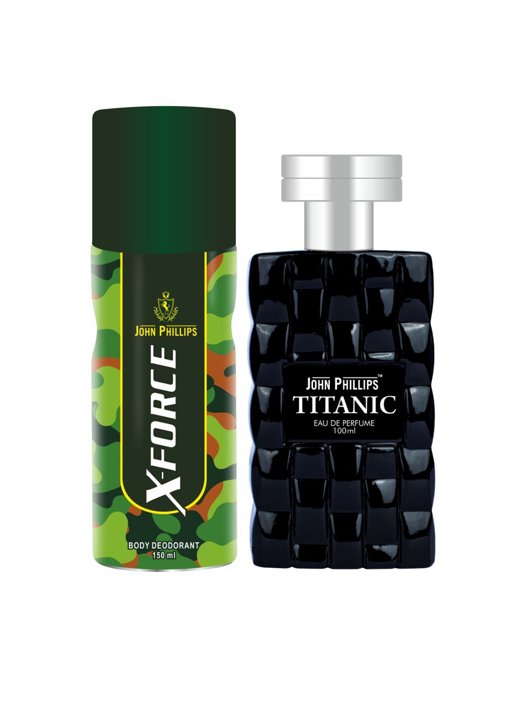 JOHN PHILLIPS Unisex Set Of X-Force Deodorant & Titanic Eau De Parfum - 100ml+150ml, Blue
JOHN PHILLIPS Unisex Set Of X-Force Deodorant & Titanic Eau De Parfum - 100ml+150ml, Blue