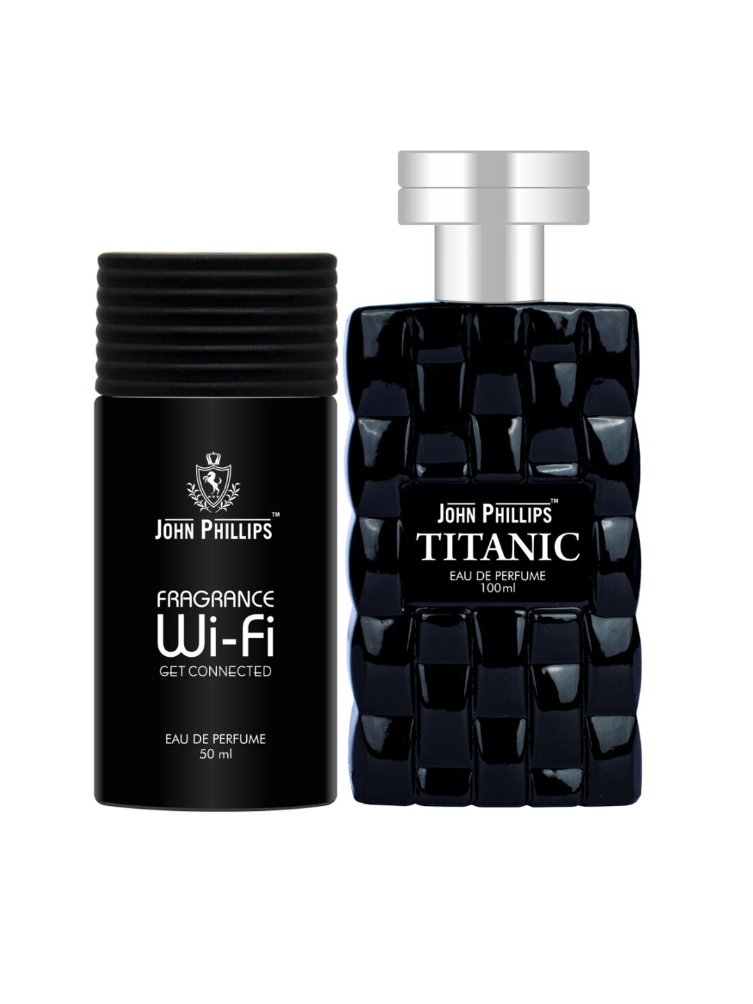JOHN PHILLIPS Set Of 2 Long-Lasting Eau De Parfum - Fragrance Wifi 50ml & Titanic 100ml, Black
JOHN PHILLIPS Set Of 2 Long-Lasting Eau De Parfum - Fragrance Wifi 50ml & Titanic 100ml, Black