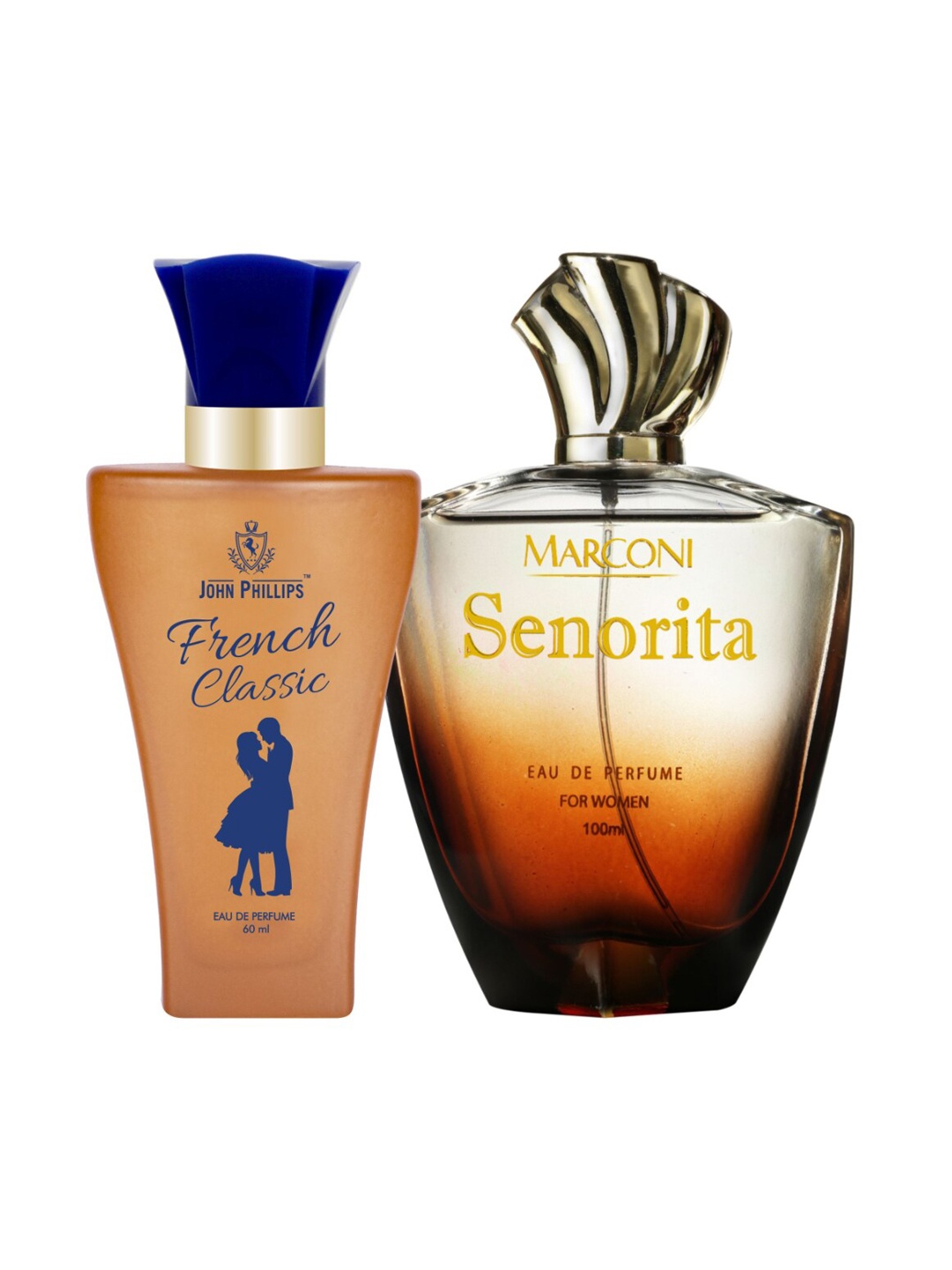 JOHN PHILLIPS Set of 2 Eau De Parfum - French Classic 60 ml & Women Marconi Senorita 100ml, Orange
JOHN PHILLIPS Set of 2 Eau De Parfum - French Classic 60 ml & Women Marconi Senorita 100ml, Orange