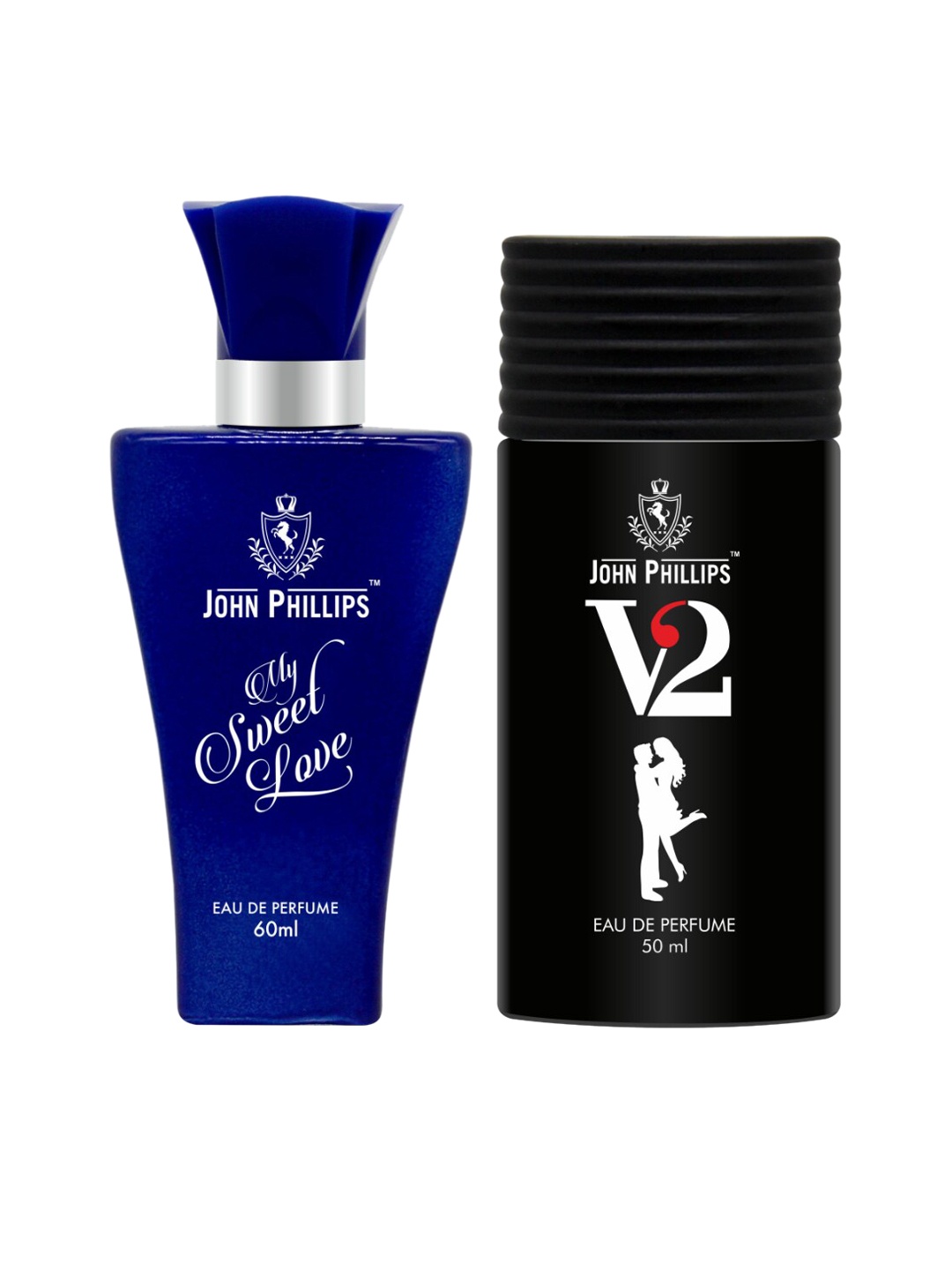 JOHN PHILLIPS Set of 2 Long Lasting Eau De Parfum - My Sweet Love 60 ml & V2 50 ml, Blue
JOHN PHILLIPS Set of 2 Long Lasting Eau De Parfum - My Sweet Love 60 ml & V2 50 ml, Blue