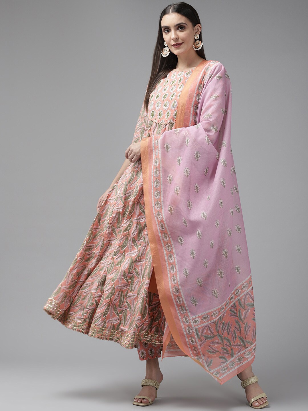 Yufta Women Ethnic Motifs Printed Thread Work Pure Cotton Kurta with Trousers & Dupatta, Peach
Yufta Women Ethnic Motifs Printed Thread Work Pure Cotton Kurta with Trousers & Dupatta, Peach
