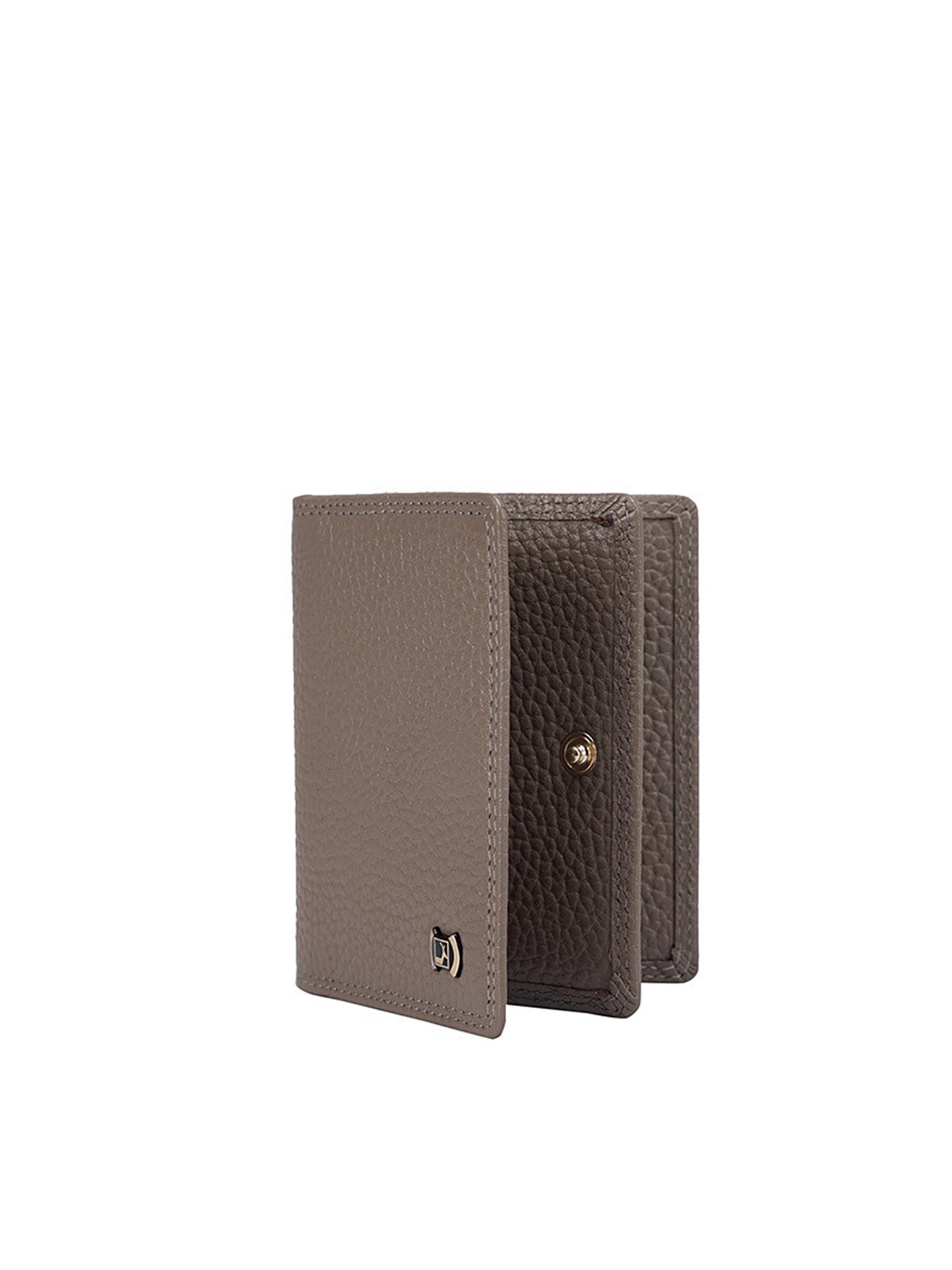 Da Milano Men Textured Leather Card Holder, Grey