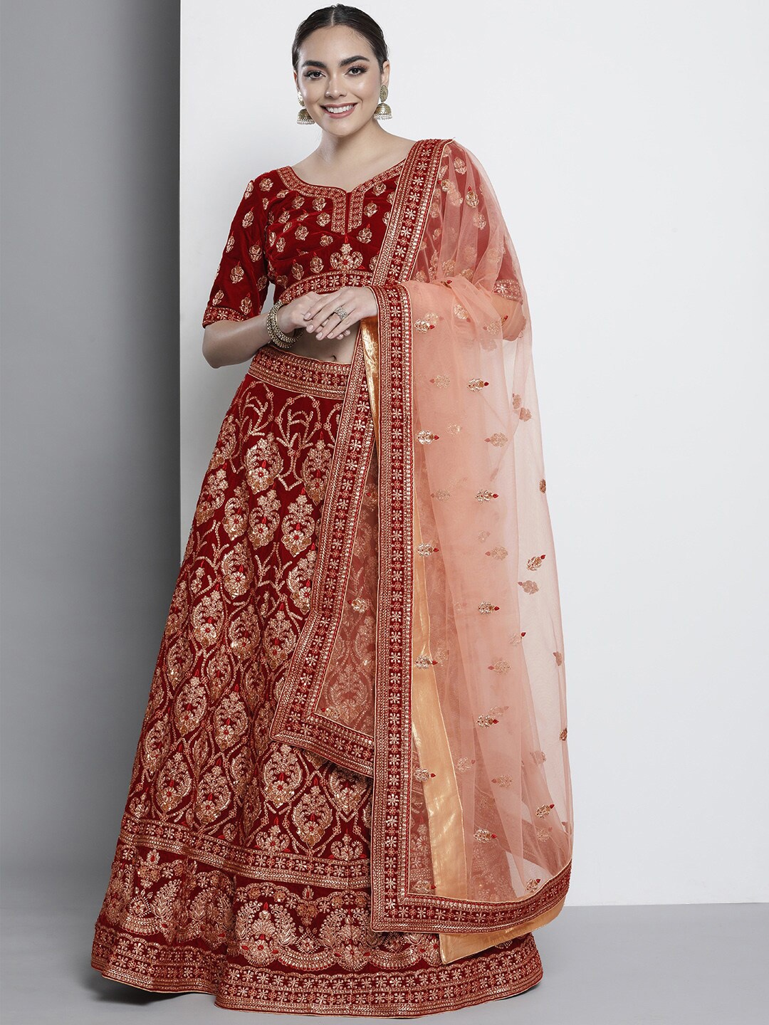 Fusionic Embroidered Sequinned Semi-Stitched Lehenga & Unstitched Blouse With Dupatta, Maroon
Fusionic Embroidered Sequinned Semi-Stitched Lehenga & Unstitched Blouse With Dupatta, Maroon