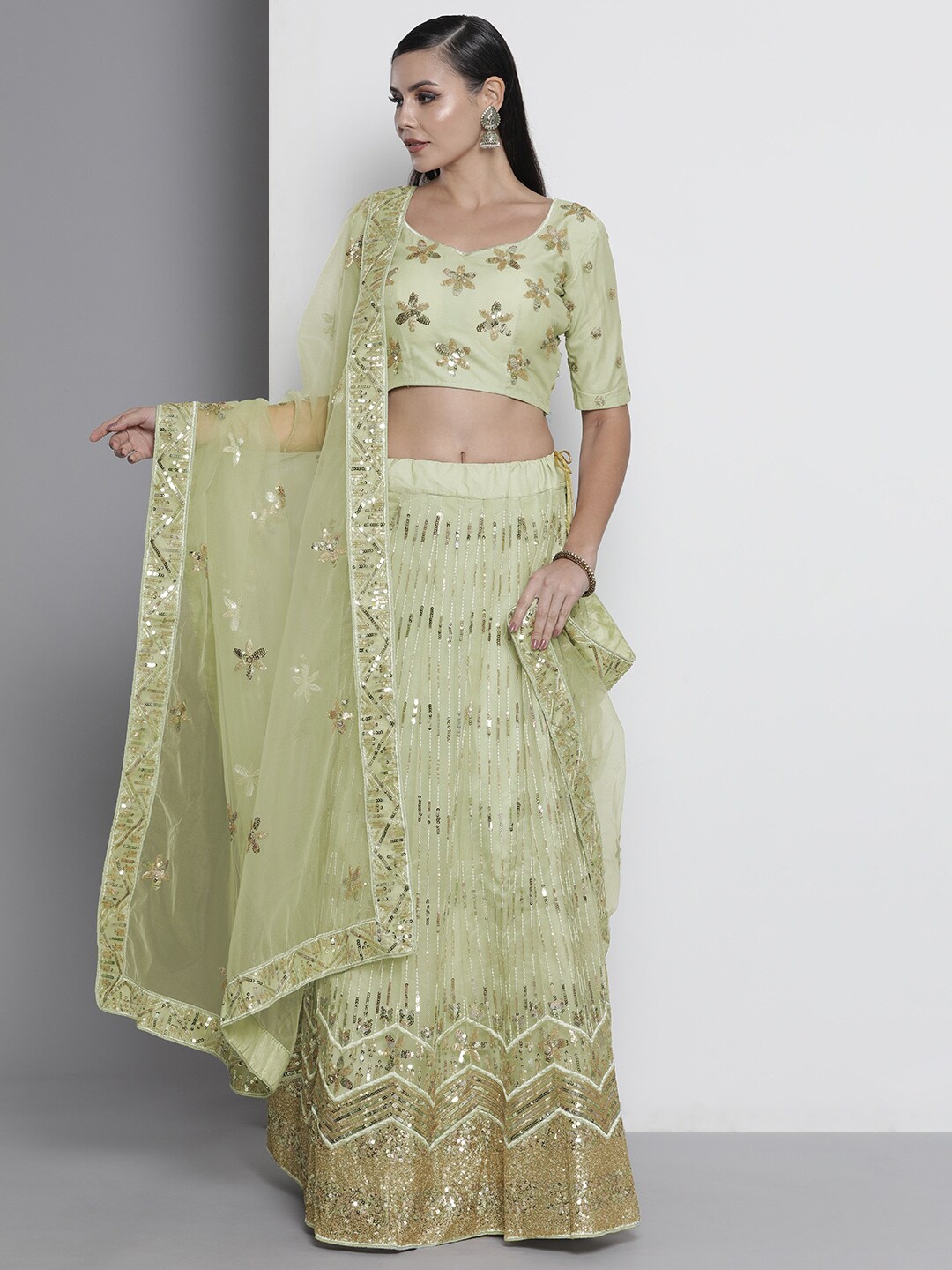 Fusionic Embellished Thread Work Semi-Stitched Lehenga & Unstitched Blouse With Dupatta, Green
Fusionic Embellished Thread Work Semi-Stitched Lehenga & Unstitched Blouse With Dupatta, Green