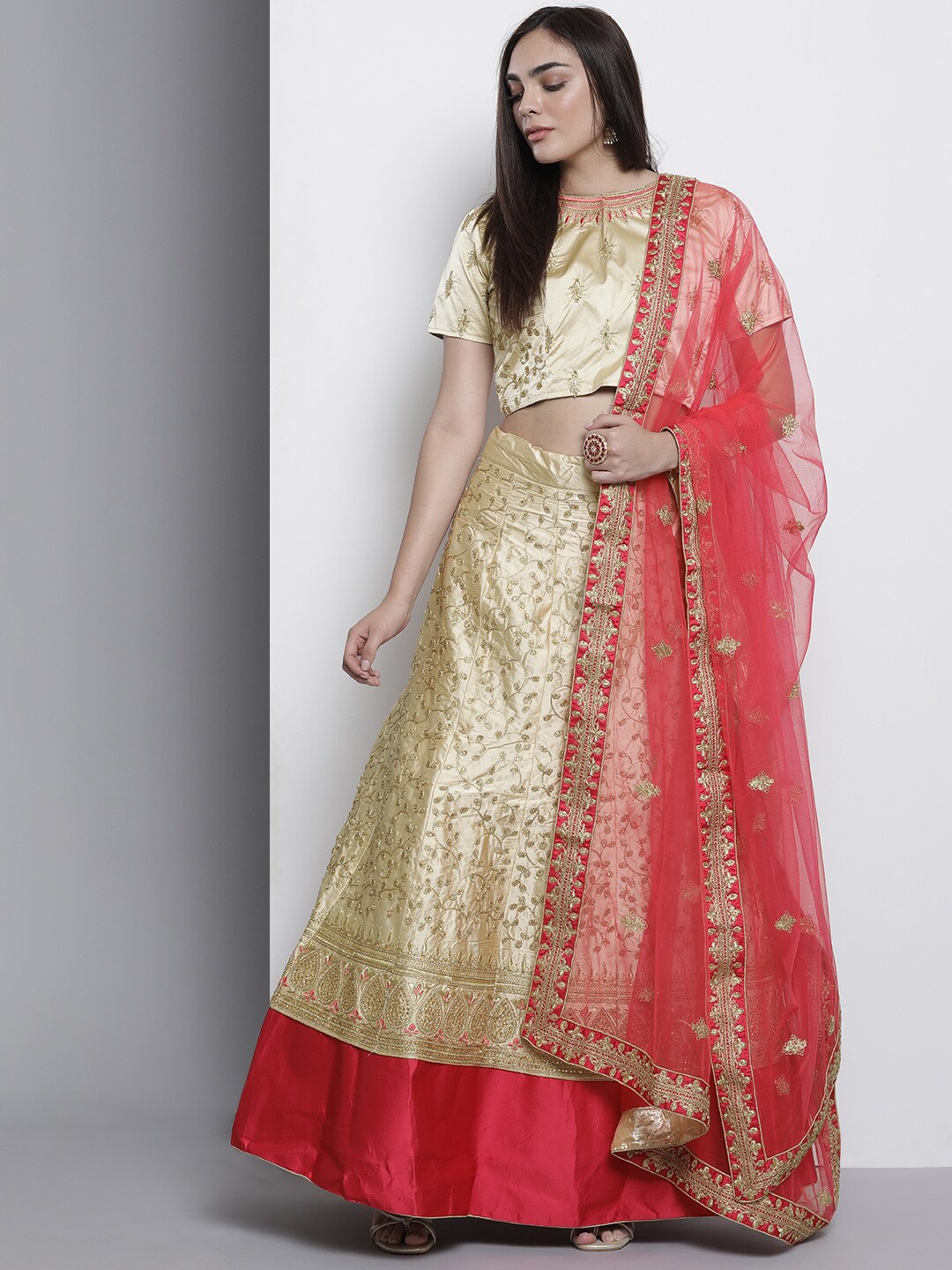 Fusionic Embroidered Beads & Stones Semi-Stitched Lehenga & Unstitched Blouse With Dupatta, Beige
Fusionic Embroidered Beads & Stones Semi-Stitched Lehenga & Unstitched Blouse With Dupatta, Beige