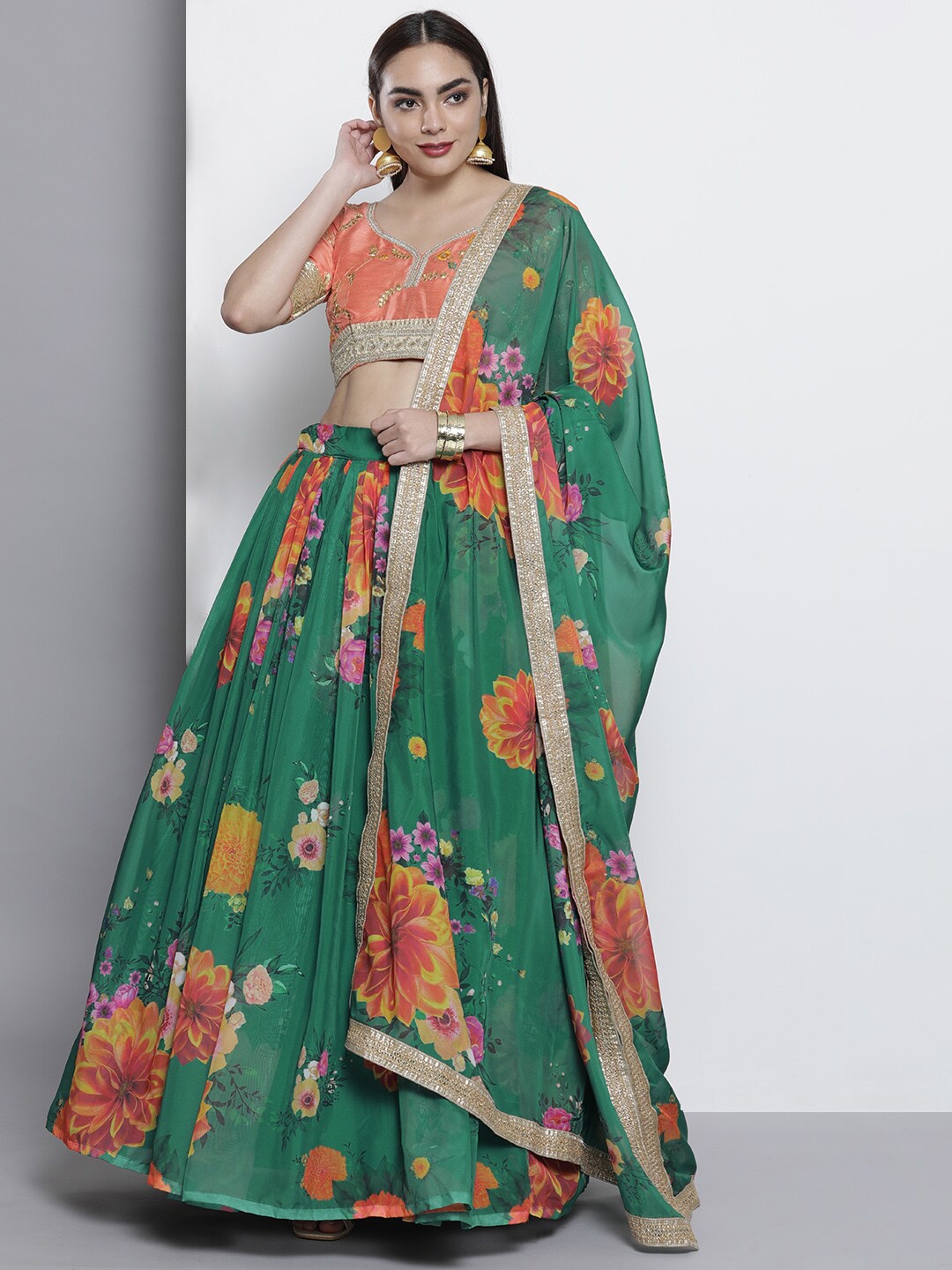 Fusionic Embroidered Sequinned Semi-Stitched Lehenga & Unstitched Blouse With Dupatta, Green
Fusionic Embroidered Sequinned Semi-Stitched Lehenga & Unstitched Blouse With Dupatta, Green
