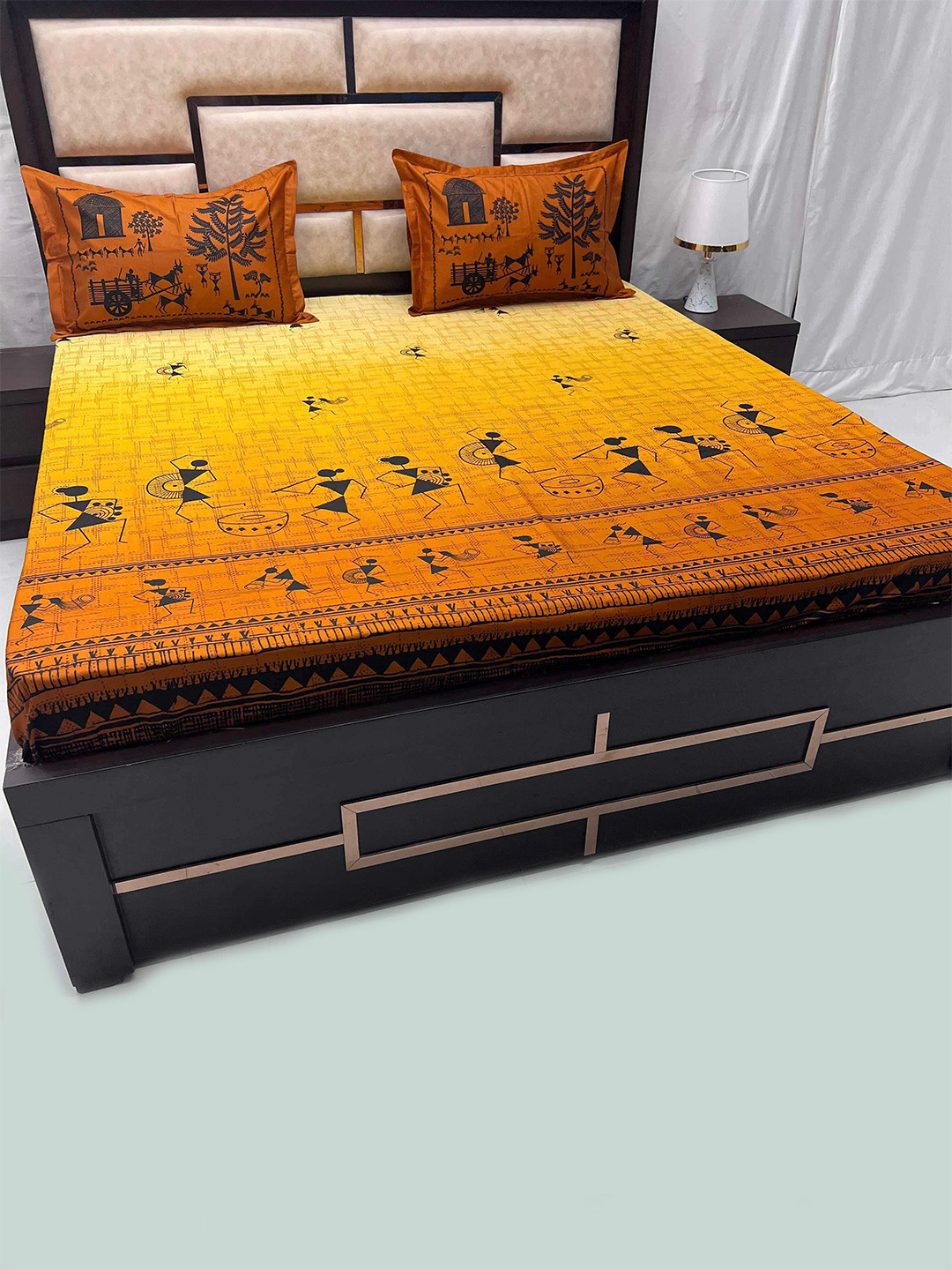 Pure Decor Yellow & Black Ethnic Motifs 400 TC Cotton King Bedsheet with 2 Pillow Covers
Pure Decor Yellow & Black Ethnic Motifs 400 TC Cotton King Bedsheet with 2 Pillow Covers