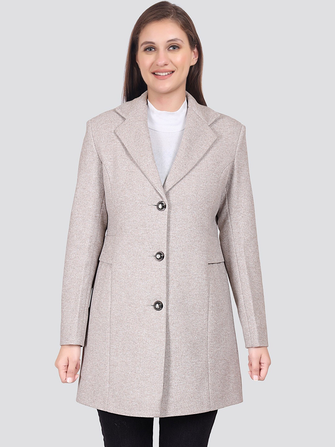 YOUNG CLUB CLASSIC Women Self-Design Single-Breasted Woolen Longline Overcoats, Beige
YOUNG CLUB CLASSIC Women Self-Design Single-Breasted Woolen Longline Overcoats, Beige