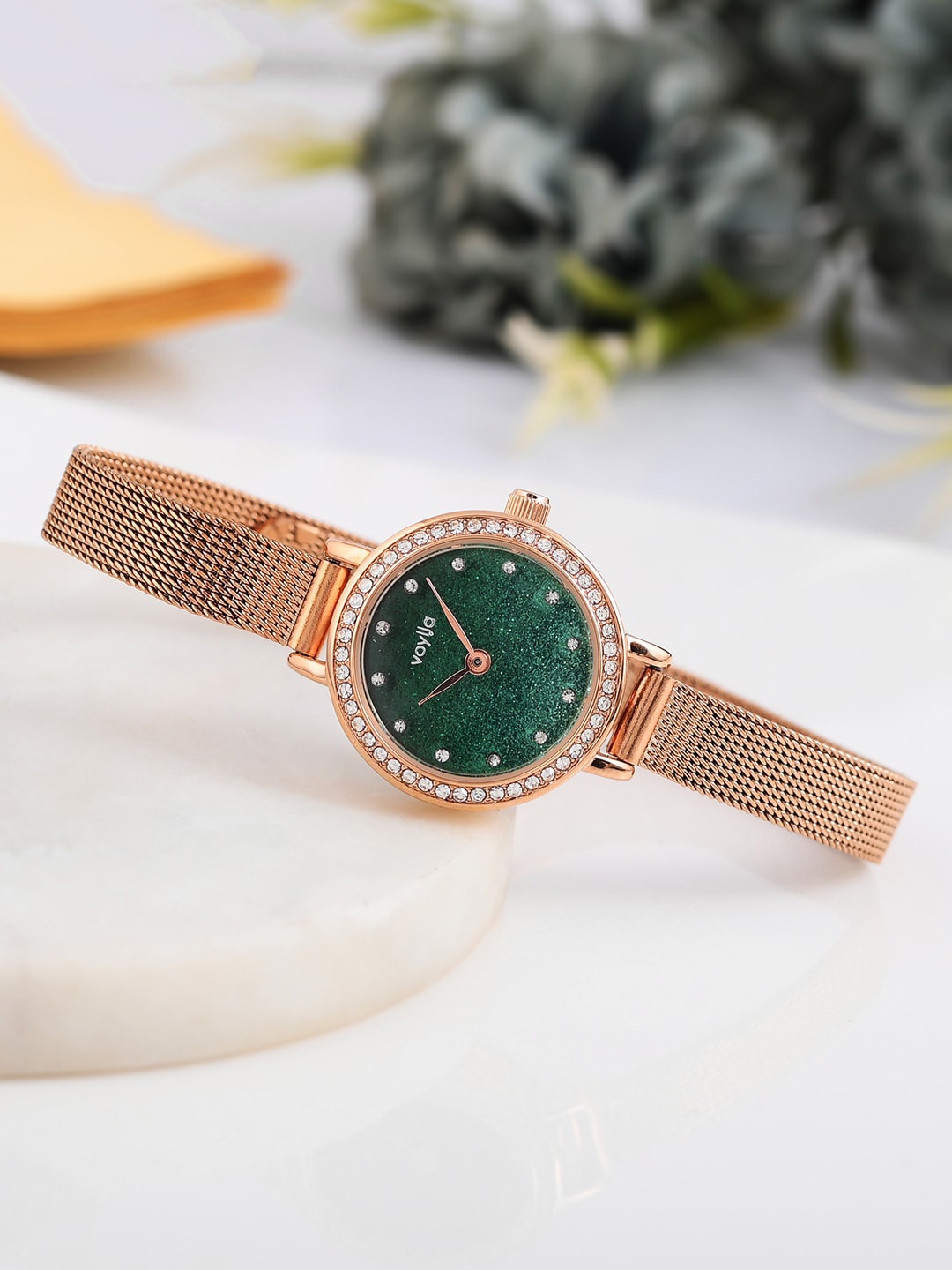 Voylla Women Stainless Steel Bracelet Style Straps Analogue Watch 8905124490398, Green
Voylla Women Stainless Steel Bracelet Style Straps Analogue Watch 8905124490398, Green