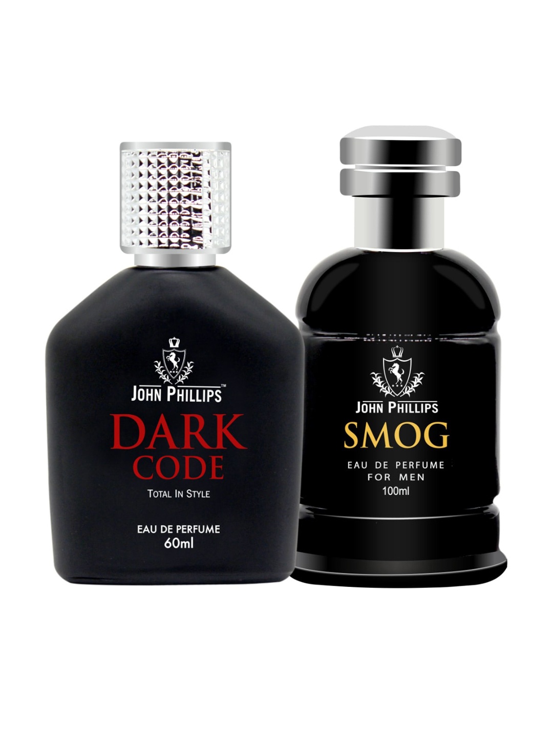 JOHN PHILLIPS Set Of 2 Dark Code 60 ml & Smog 100 ml Long Lasting Eau De Parfum, Black
JOHN PHILLIPS Set Of 2 Dark Code 60 ml & Smog 100 ml Long Lasting Eau De Parfum, Black