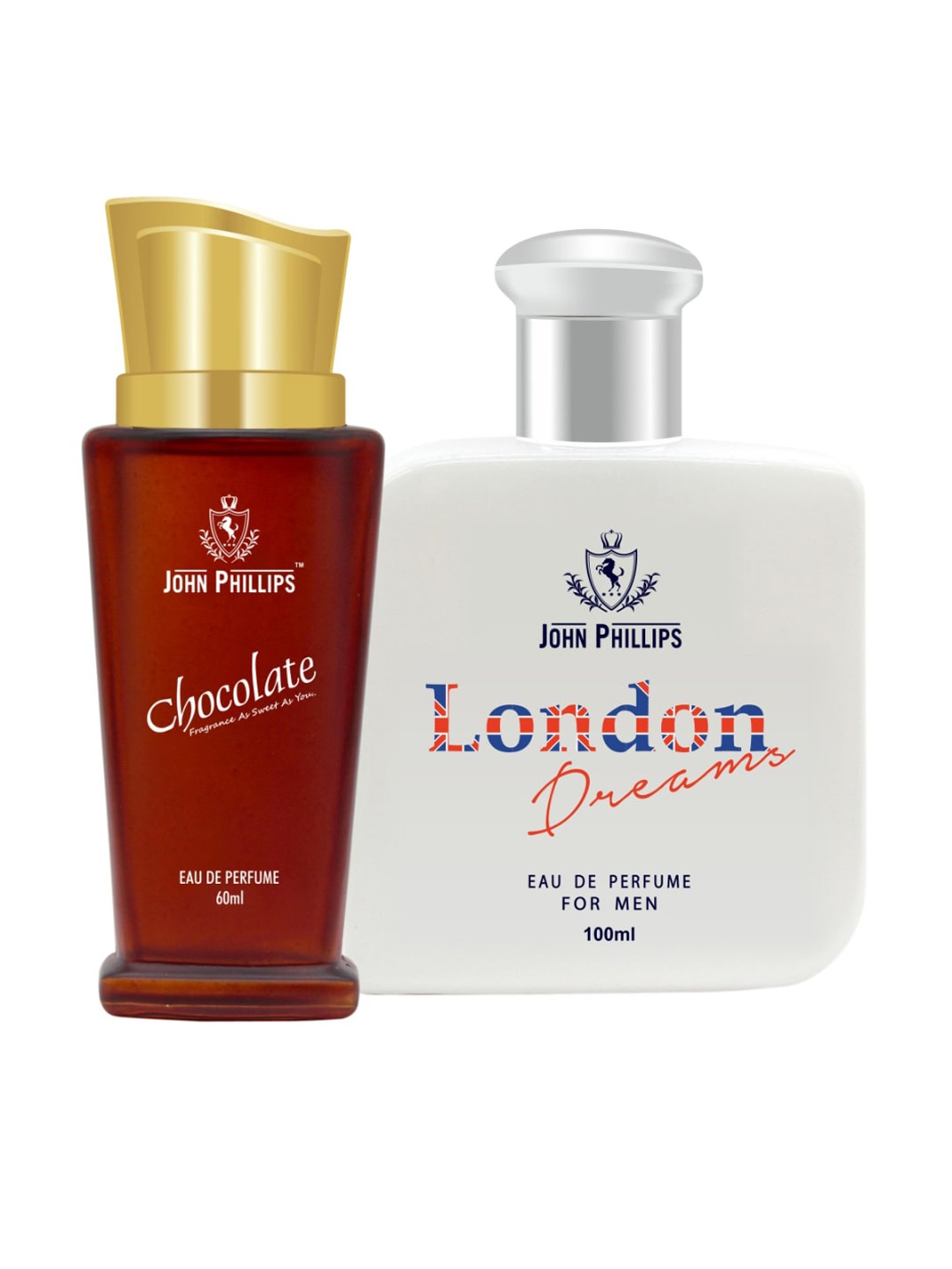 JOHN PHILLIPS Set Of 2 Chocolate 60 ml & London Dreams 100 ml Long Lasting Eau De Parfum, Red
JOHN PHILLIPS Set Of 2 Chocolate 60 ml & London Dreams 100 ml Long Lasting Eau De Parfum, Red