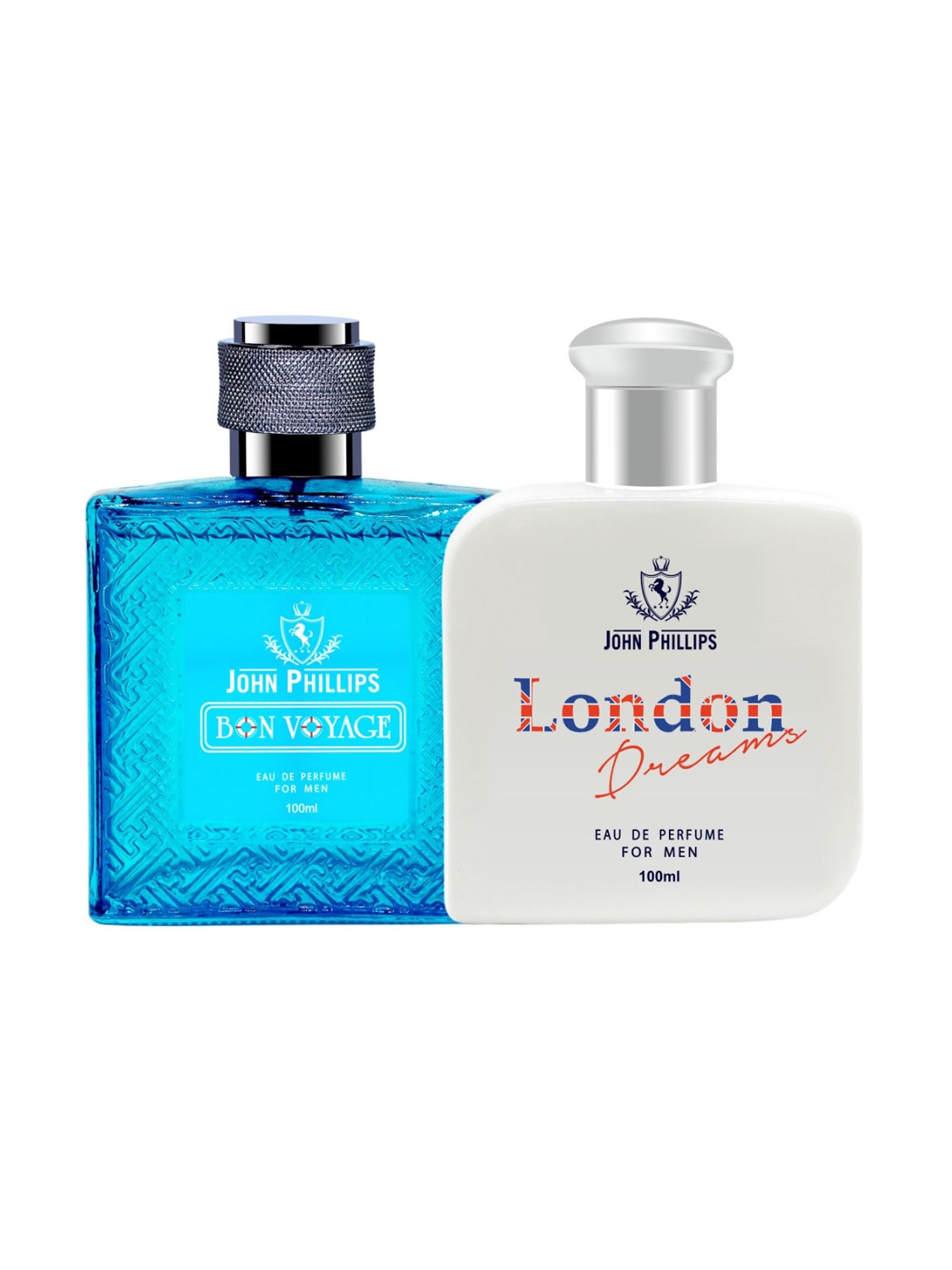 JOHN PHILLIPS Set Of 2 Bon Voyage Eau De Perfume & London Dreams Eau De Perfume 100 ml Each, Blue
JOHN PHILLIPS Set Of 2 Bon Voyage Eau De Perfume & London Dreams Eau De Perfume 100 ml Each, Blue