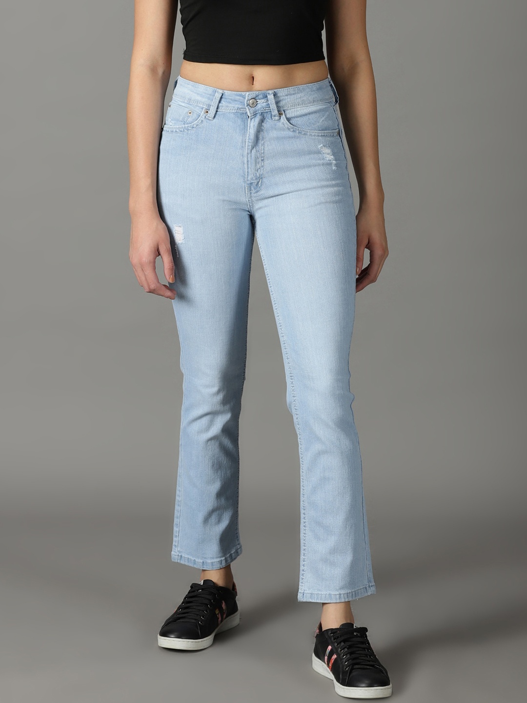 SHOWOFF Women Straight Fit Light Fade Low Distress Stretchable Jeans, Blue
SHOWOFF Women Straight Fit Light Fade Low Distress Stretchable Jeans, Blue