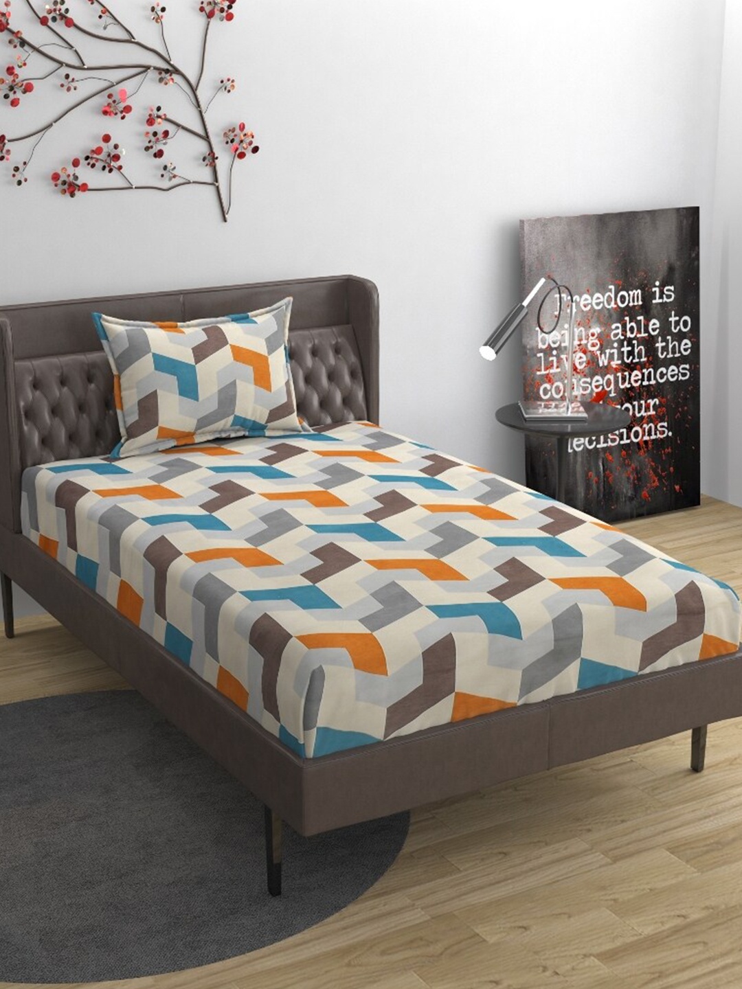 Molly & Michel Cream-Coloured & Blue 210 TC Flat Fine Single Bedsheet with 1 Pillow Covers
Molly & Michel Cream-Coloured & Blue 210 TC Flat Fine Single Bedsheet with 1 Pillow Covers