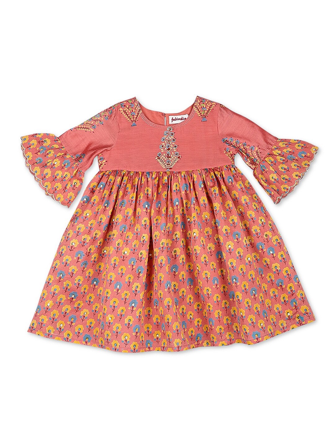 Fabindia Girls Floral Printed Embroidered Detail Bell Sleeves Silk Empire Dress, Orange
Fabindia Girls Floral Printed Embroidered Detail Bell Sleeves Silk Empire Dress, Orange